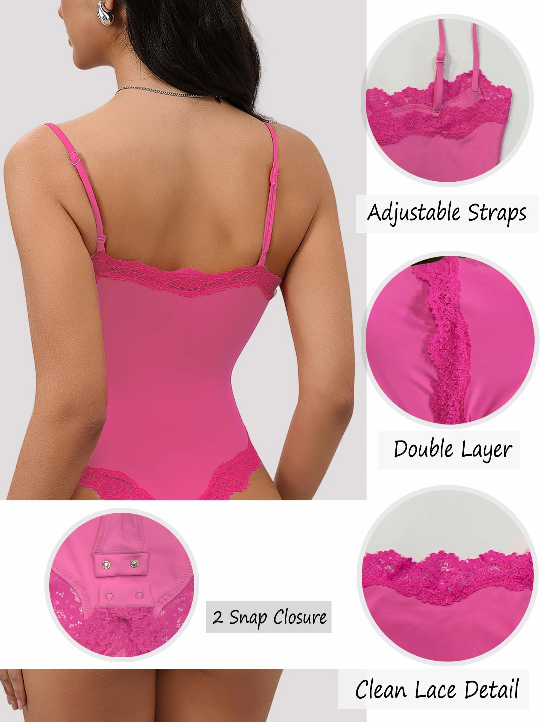Starrylion Body in pizzo con scollo quadrato top da donna senza maniche con spalline sottili canotta body per donna tuta sexy
