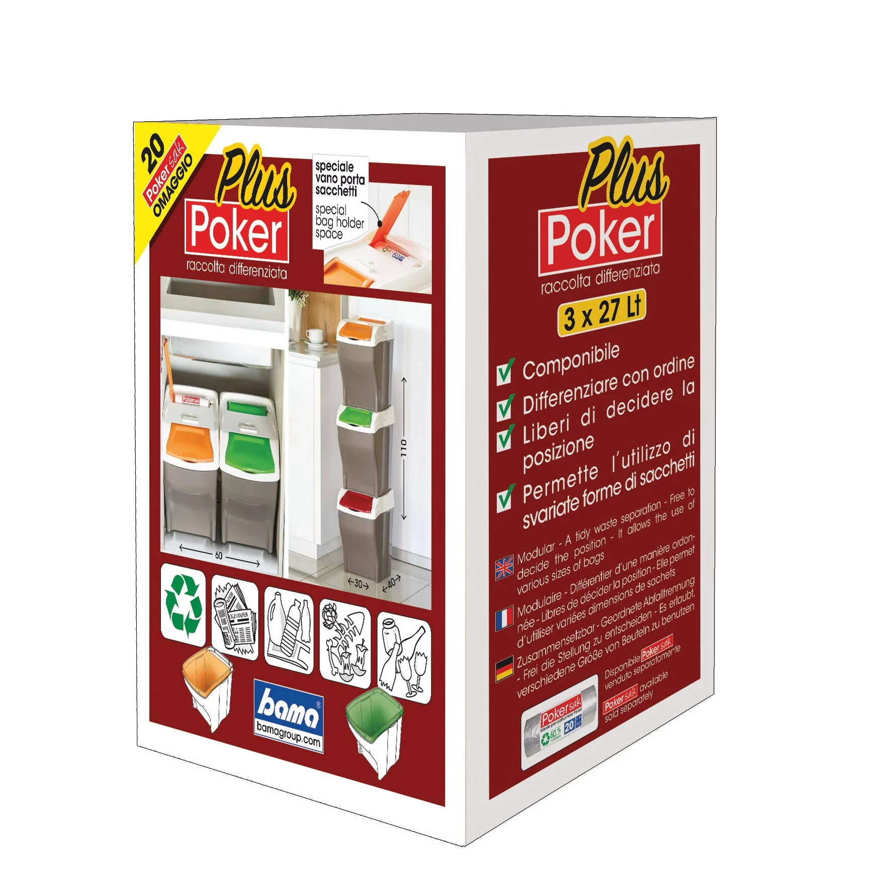 Bama PATTUMIERA POKER PLUS SET 3X27LT