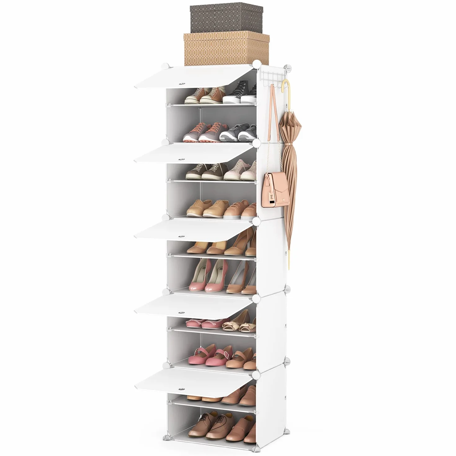 Vicye Scarpiera Organizer 10 Ripiani 20 Paia Portatile Bianco