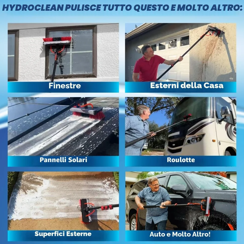 STARLYF - Telescopic Hydrocleaner, scopa telescopica per pulizia, idropulitrice telescopica, alimentazione ad acqua, dispensatore di sapone, pulizia pannelli solari, lavaggio camion, autobus, auto,