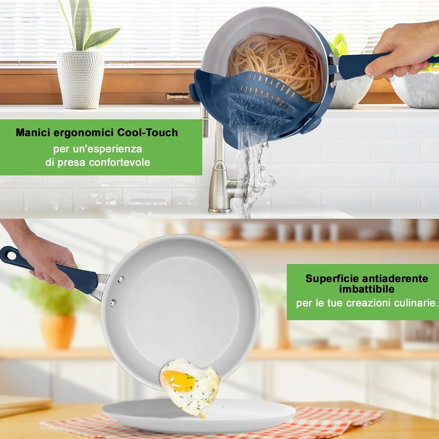 NutriChef Set di 14 Pentole e Padelle Antiaderenti, Set di Utensili da Cucina di Base di Alta Qualità, Padella Antiaderente, Alluminio, Blu