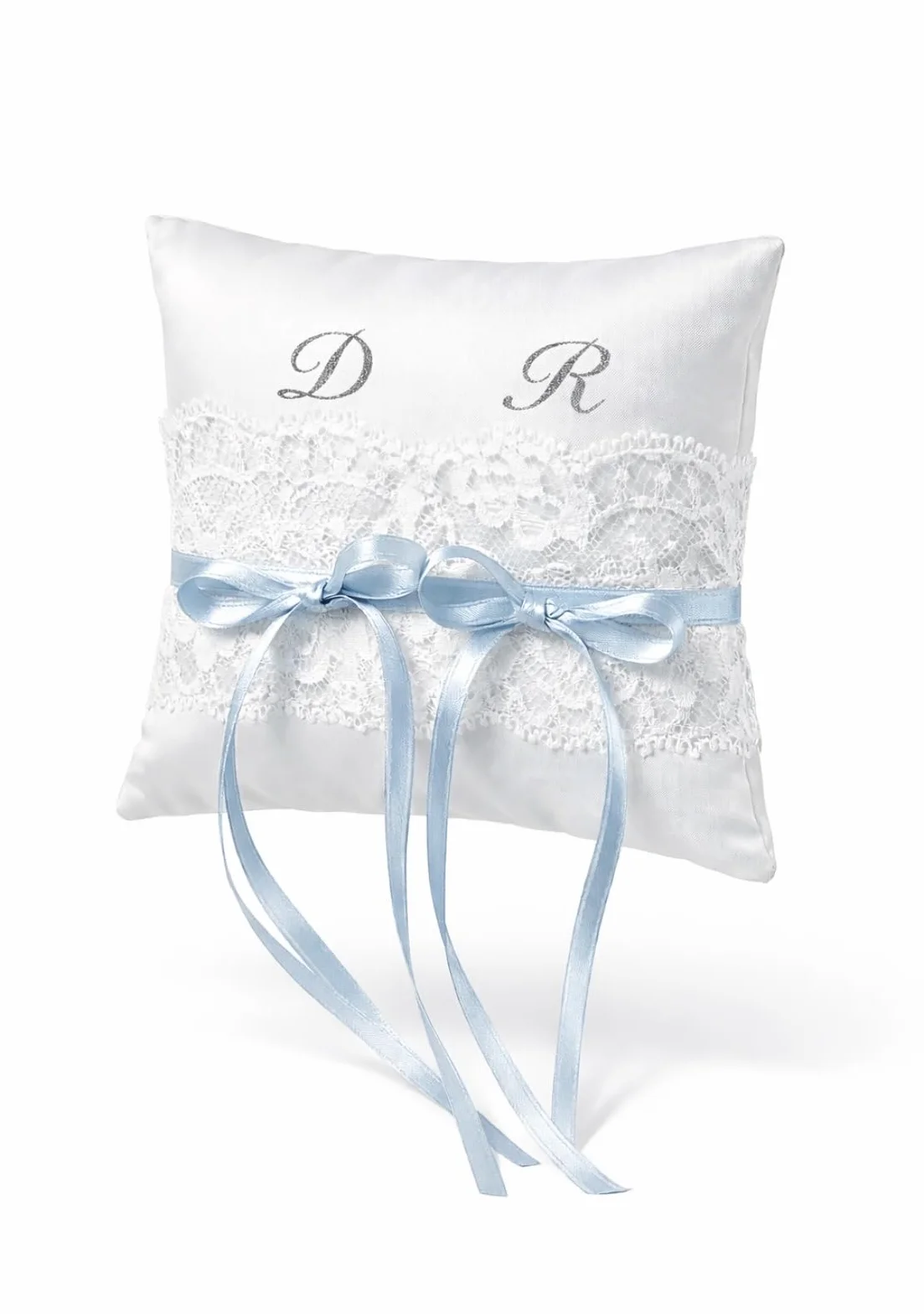 Cuscino Porta Fedi Nuziali Personalizzato con Nastrini e Iniziali per Matrimonio