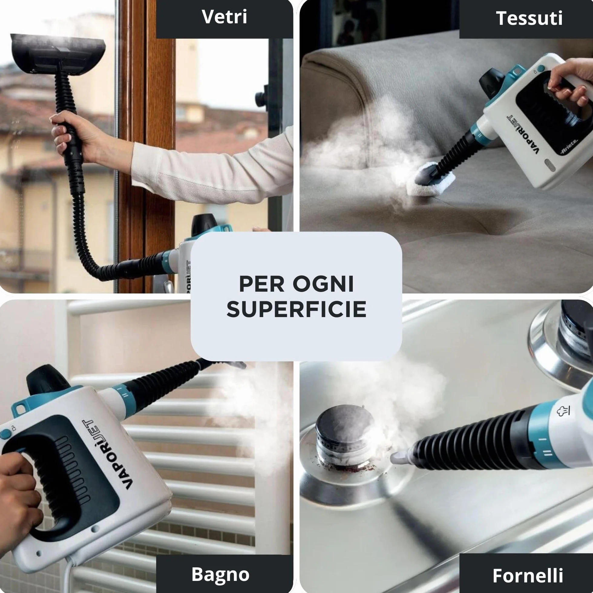 Ariete 4137 Vaporì Jet Pistola a Vapore Caldaia in Alluminio 1050 W 3,5 Bar Bianco