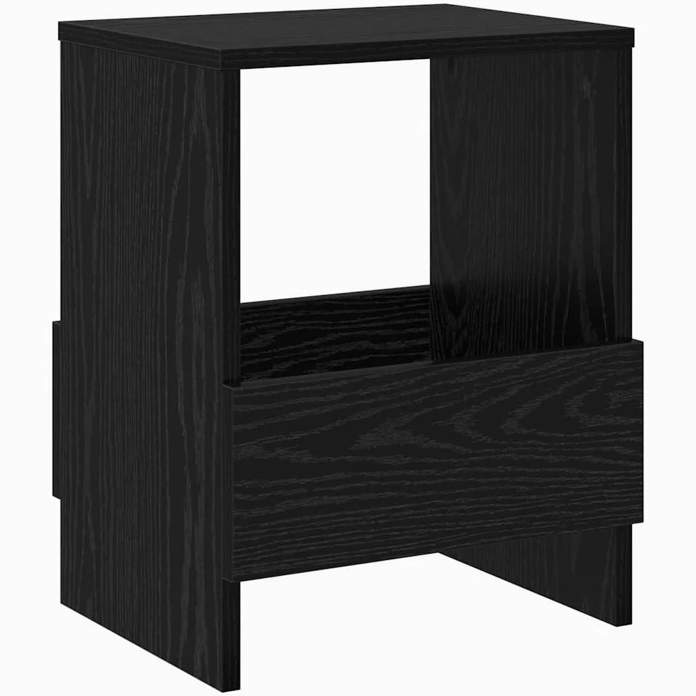 Scaffale portariviste nero effetto quercia in legno, 35 x 30 x 45 cm, con portariviste e cestino per giornali, per soggiorno, ufficio, angolo lettura, in piedi per riporre e organizzare