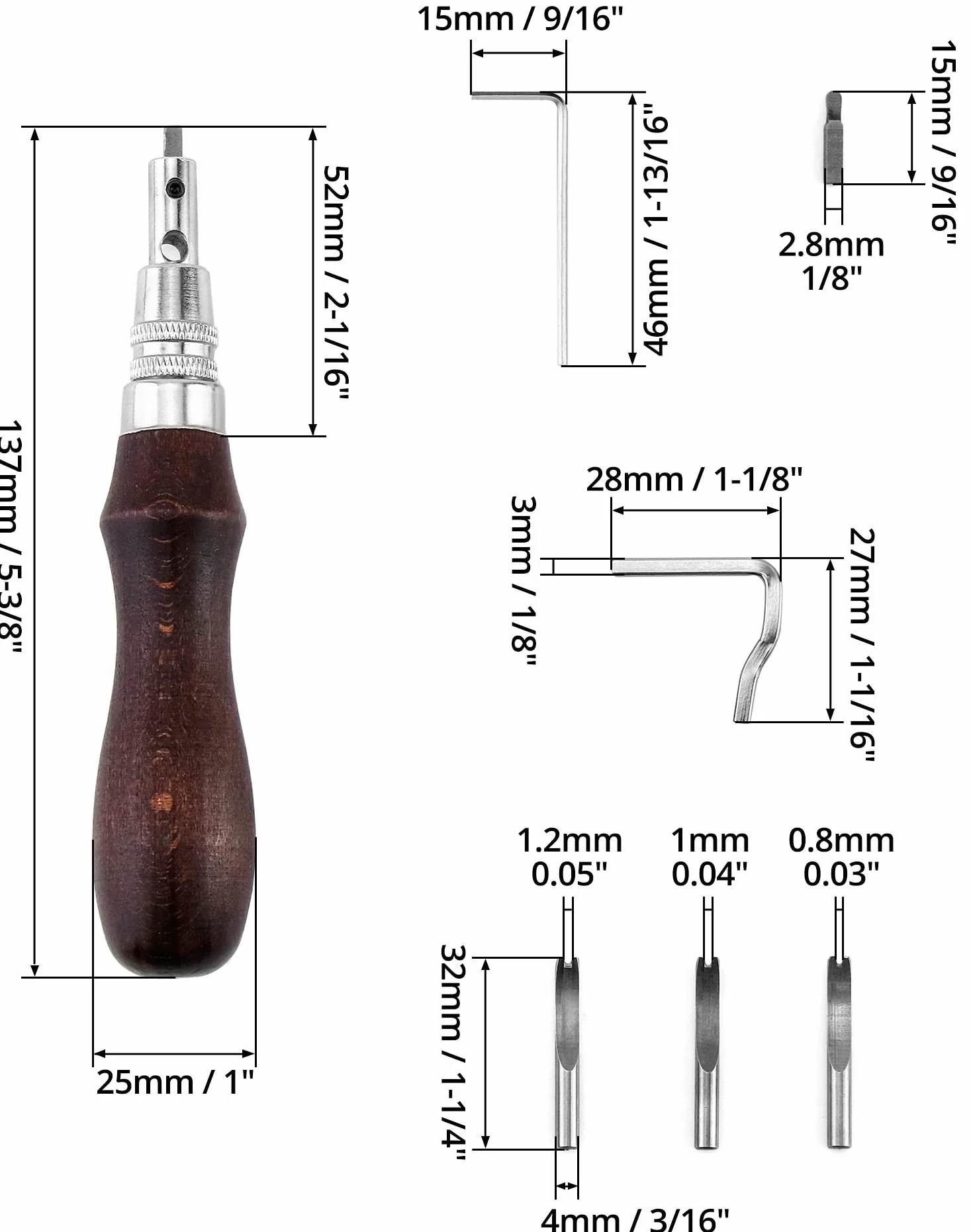 QWORK® 7-in-1 Kit di Attrezzi per la Lavorazione del Cuoio, Strumento per Scanalatura in Pelle