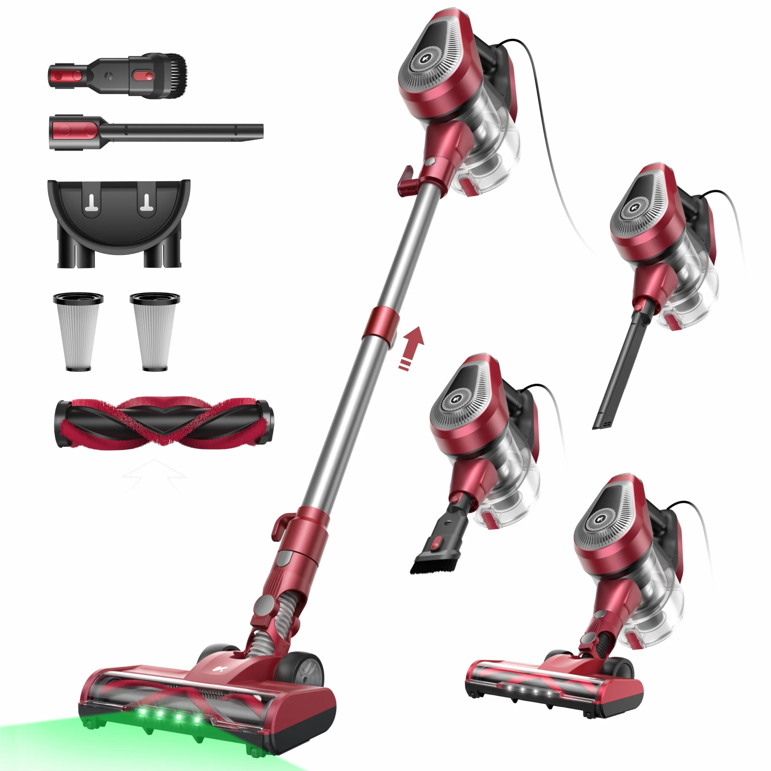 Vexilar Upgrade C8 Aspirapolvere con filo 70KPa, LED 5 in 1 Aspirapolvere Verticale, Anti-groviglio, Cavo 7m, Ultra-leggero,Scopa Elettrica con Filo Potente per Tappeti/Pavimenti/Peli di Animali