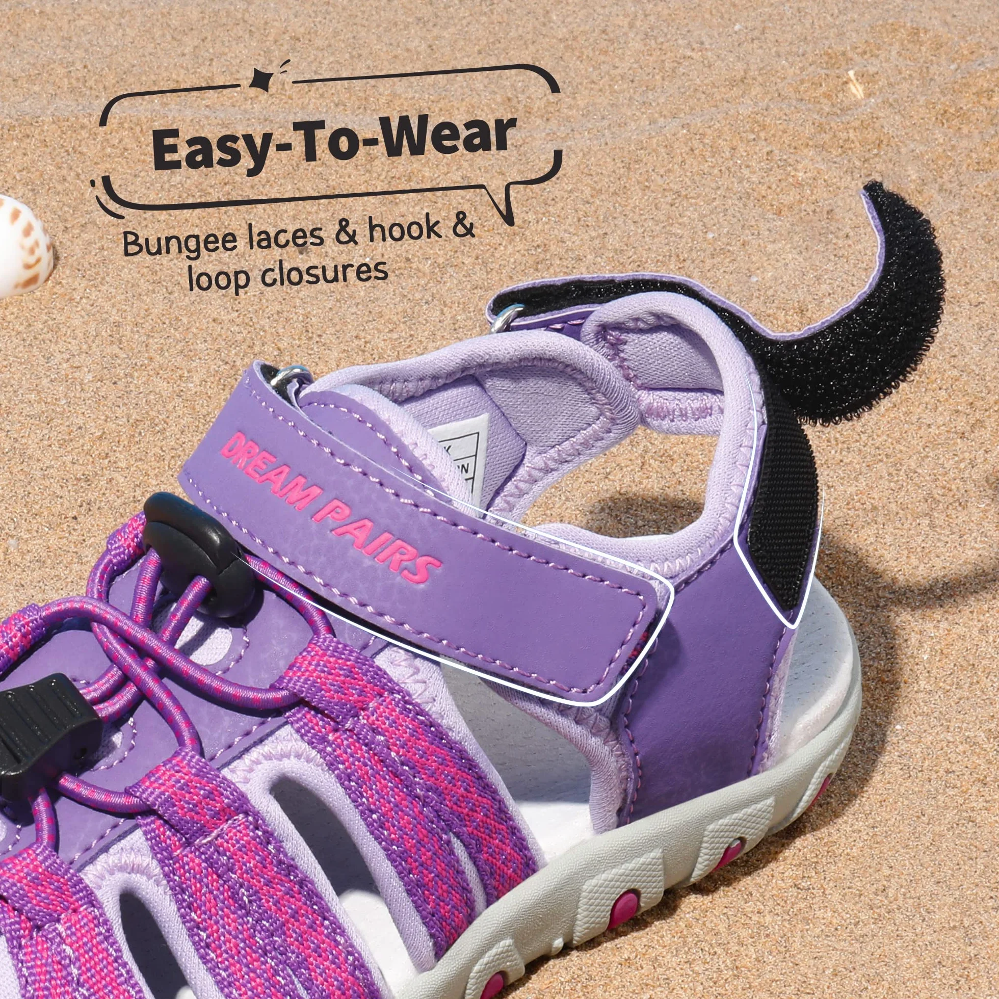 DREAM PAIRS Sandali Sportivi Estivi da Esterno per Bambini Regolabili Multicolore