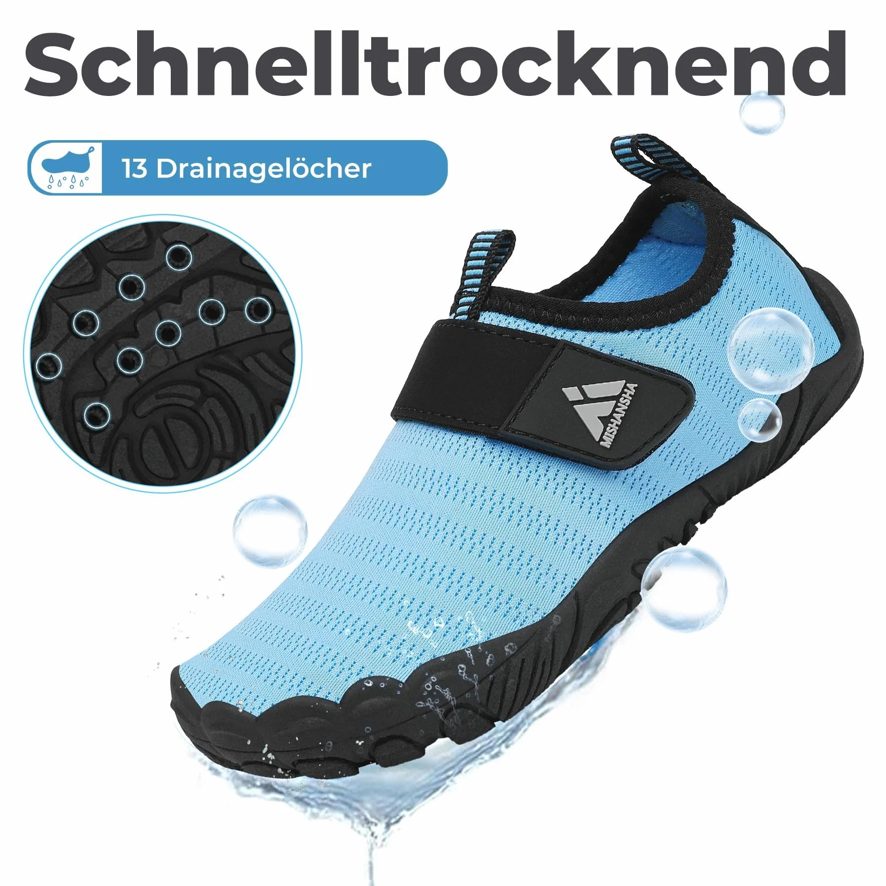Mishansha Bambino Scarpe da Acqua Asciugatura Rapida Antiscivolo Scarpette Scoglio Immersione Spiaggia Surf Taglia 24-35 EU