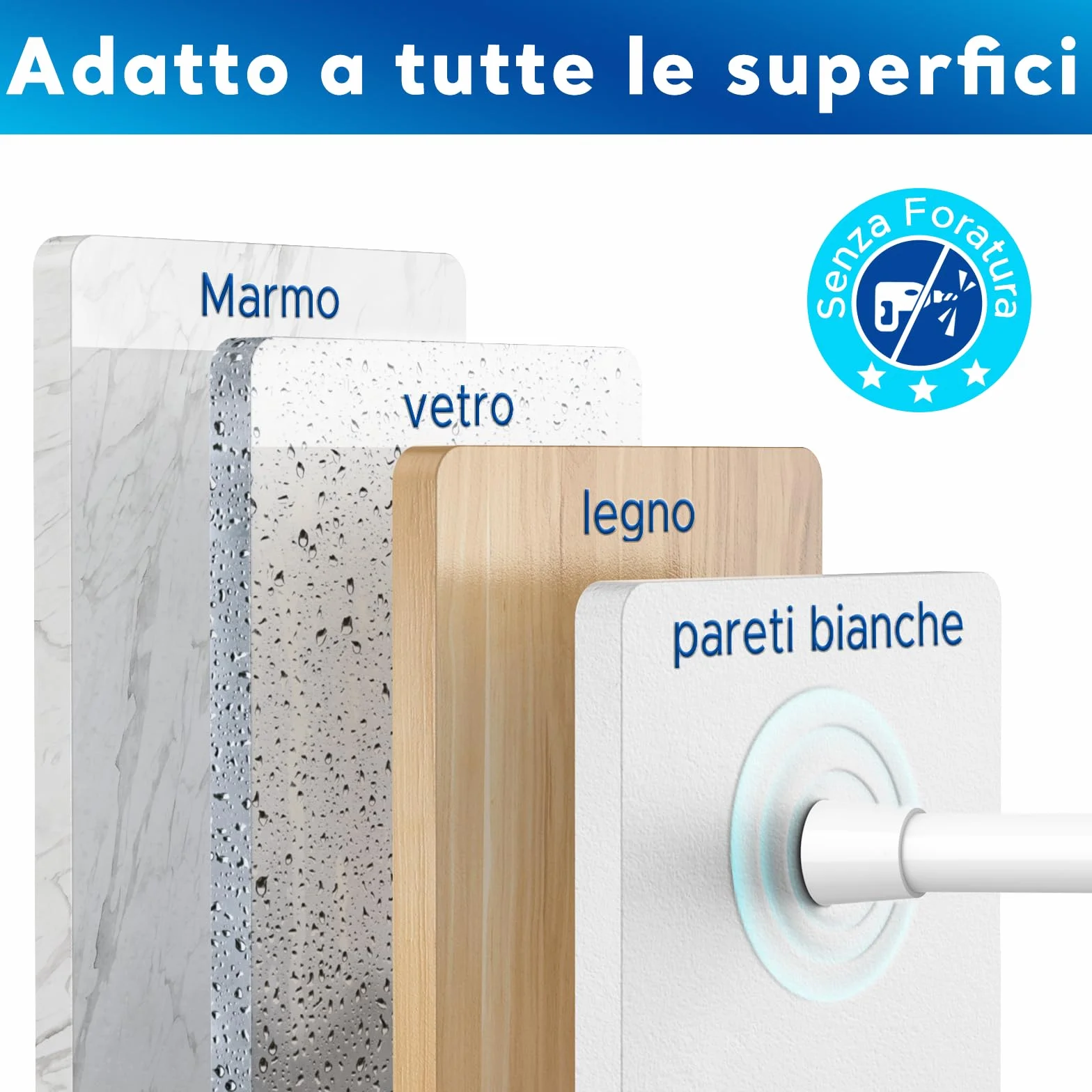 Bastoni per Tende a Pressione 2 Pezzi Estensibile Regolabile 70-100 cm 16mm Bianco