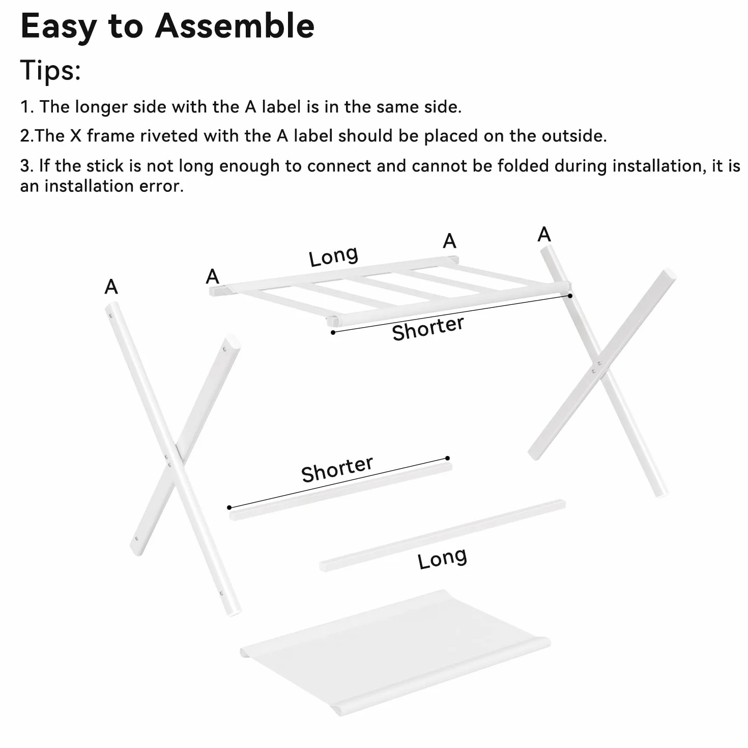 IBUYKE Luggage Rack Foldable Suitcase Stand with Storage Shelf White