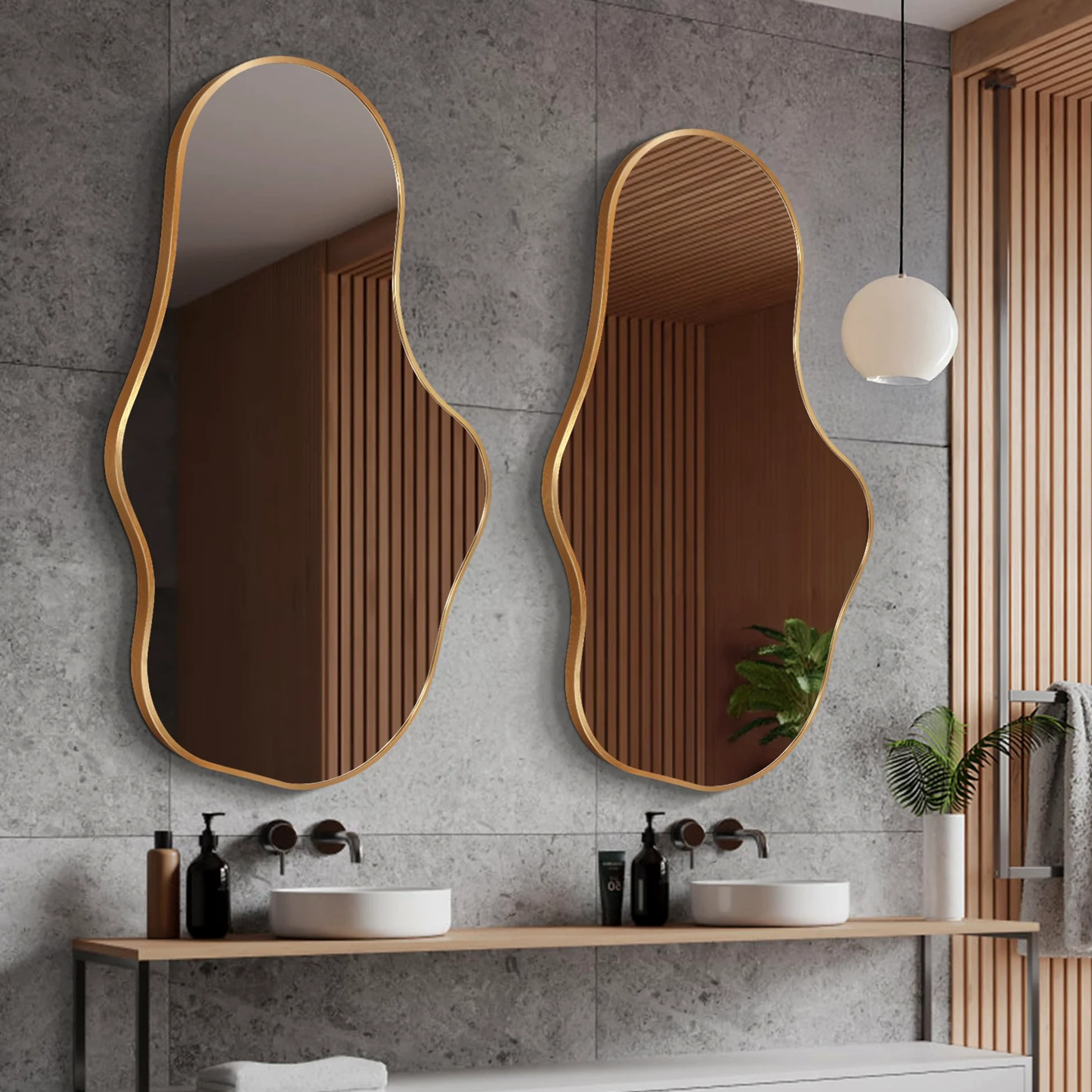 Specchio Da Parete Ondulato Irregolare, Specchio Astratto con Cornice In Lega Di Alluminio Qualità Aeronautica per Bagno, Camera Da Letto & Ingresso