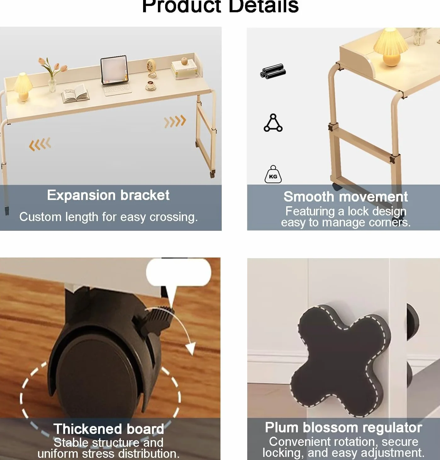 Letto di Cura Mobile con Tavolo a Croce, Scrivania per casa e Ufficio con Ruote e Altezza Regolabile Tavolo Medico(Color:Nero)