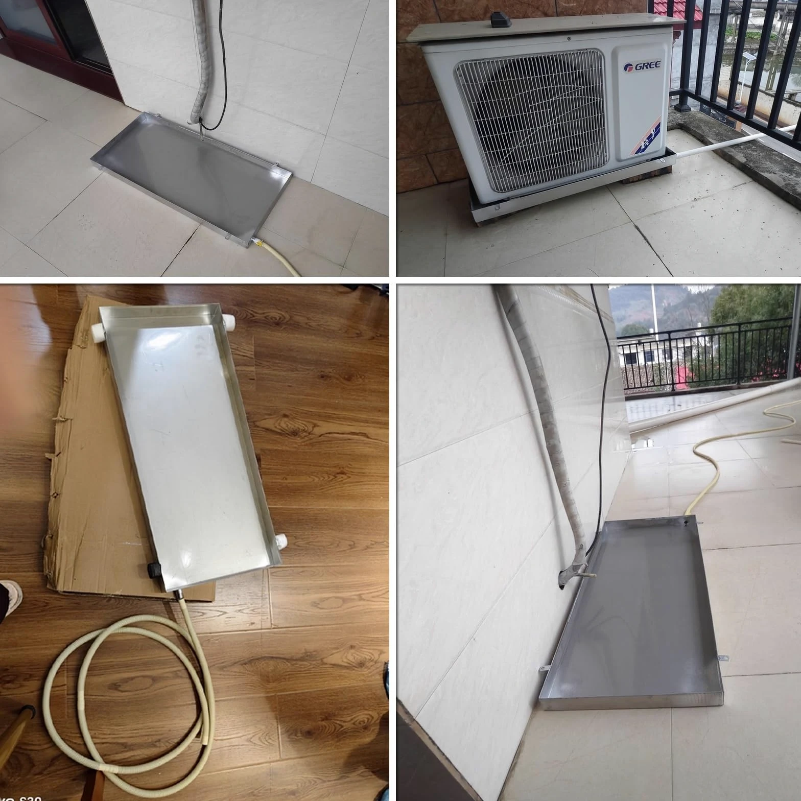 Vaschetta di Raccolta Umidita con Scarico Altezza 10cm in Acciaio Inossidabile for Condizionatori Esterni e Pompe di Calore Cassetta Scarico Condensa Condizionatore(65x90cm(26x35in))