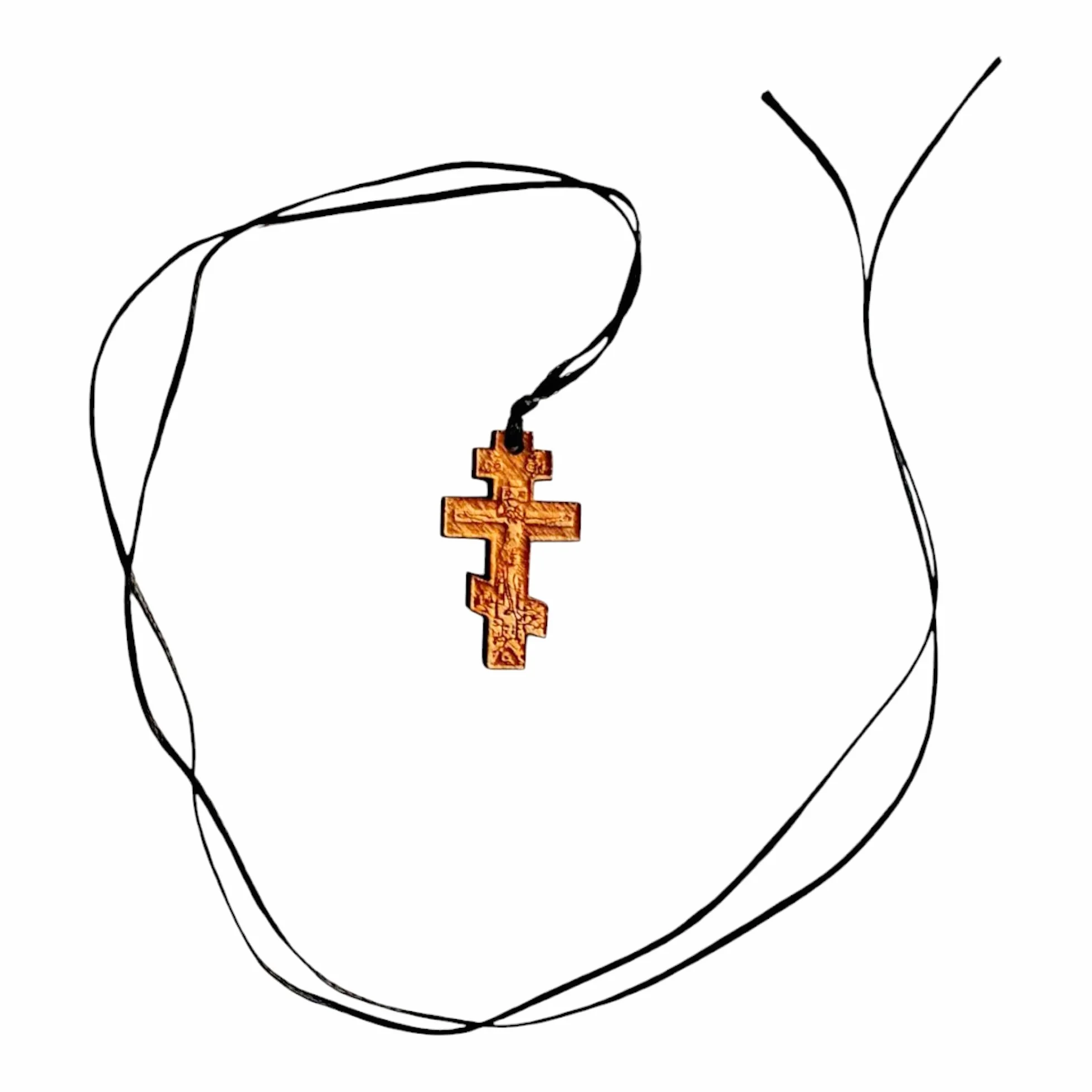 Iconsgr Ciondolo religioso greco ortodosso per collana con croce di legno / 47