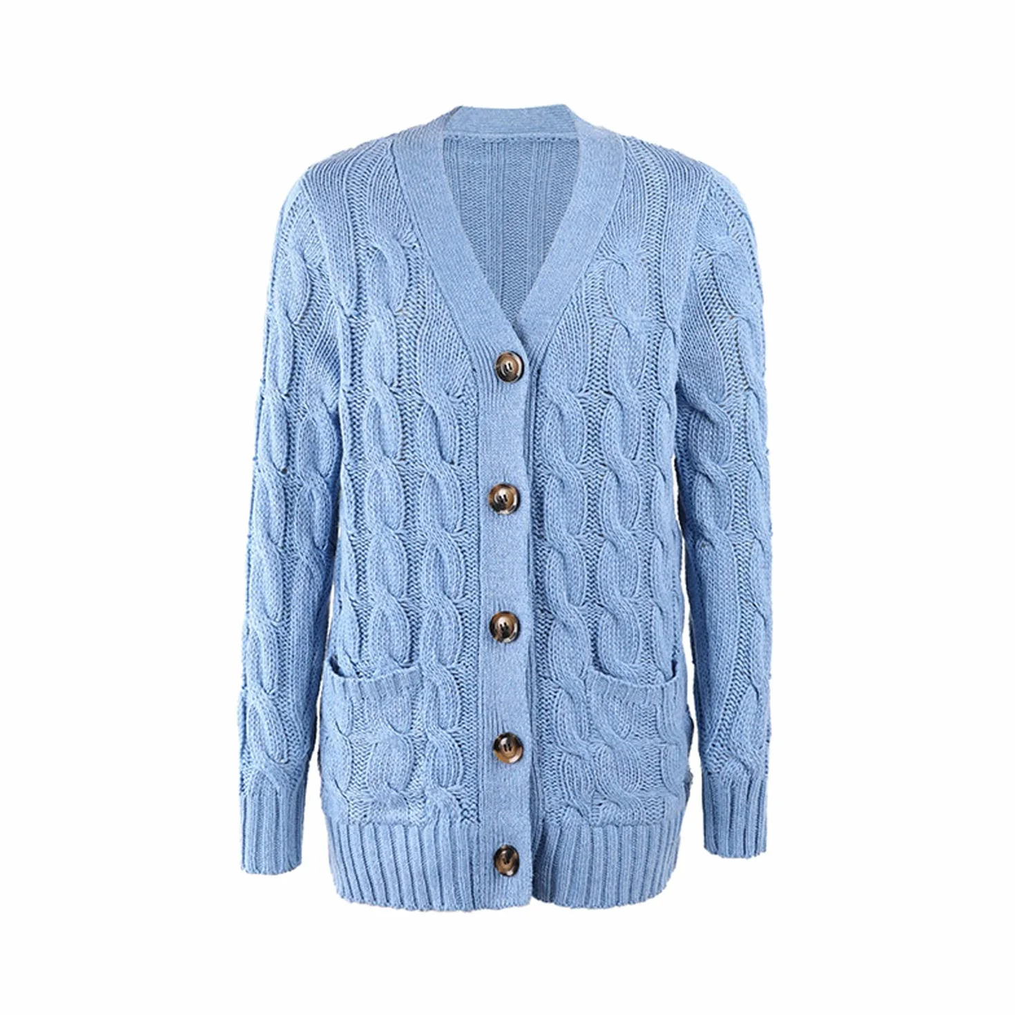 Easygou Donna Pulsante Cardigan Maglione Cappotto Cavo Maglia Grosso Maglione Oversize Morbido Manica Lunga Aperto Frontale Slouchy Pocket Outwear Cappotto