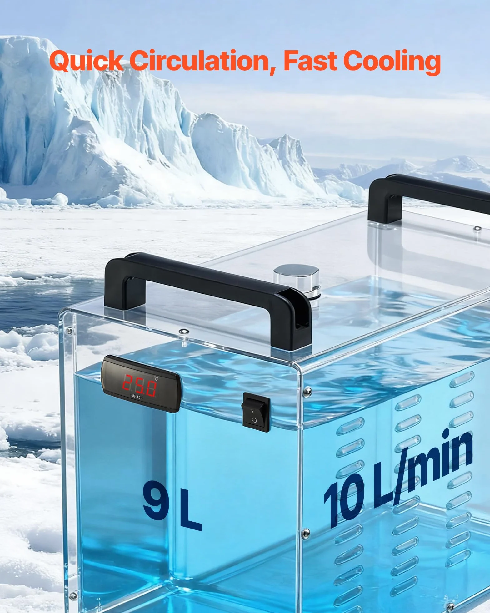VEVOR Refrigeratore d'Acqua Industriale CW-3000 per Incisione Laser 65W, Capacità 9L, Portata 10L/min