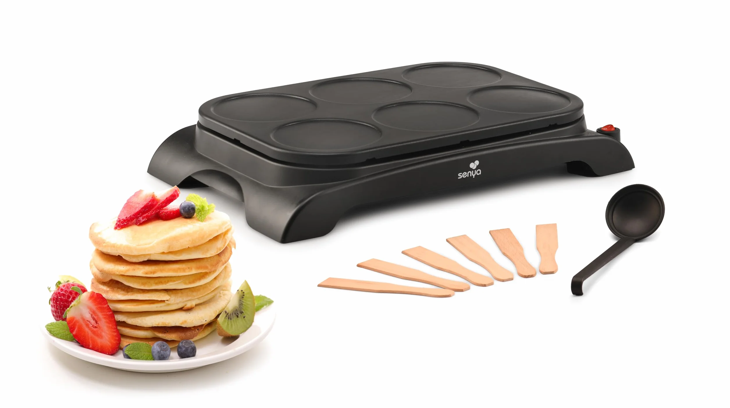 SENYA Crêpière elettrica 1000W Piastra antiaderente Ø11,5 cm per crêpes pancakes