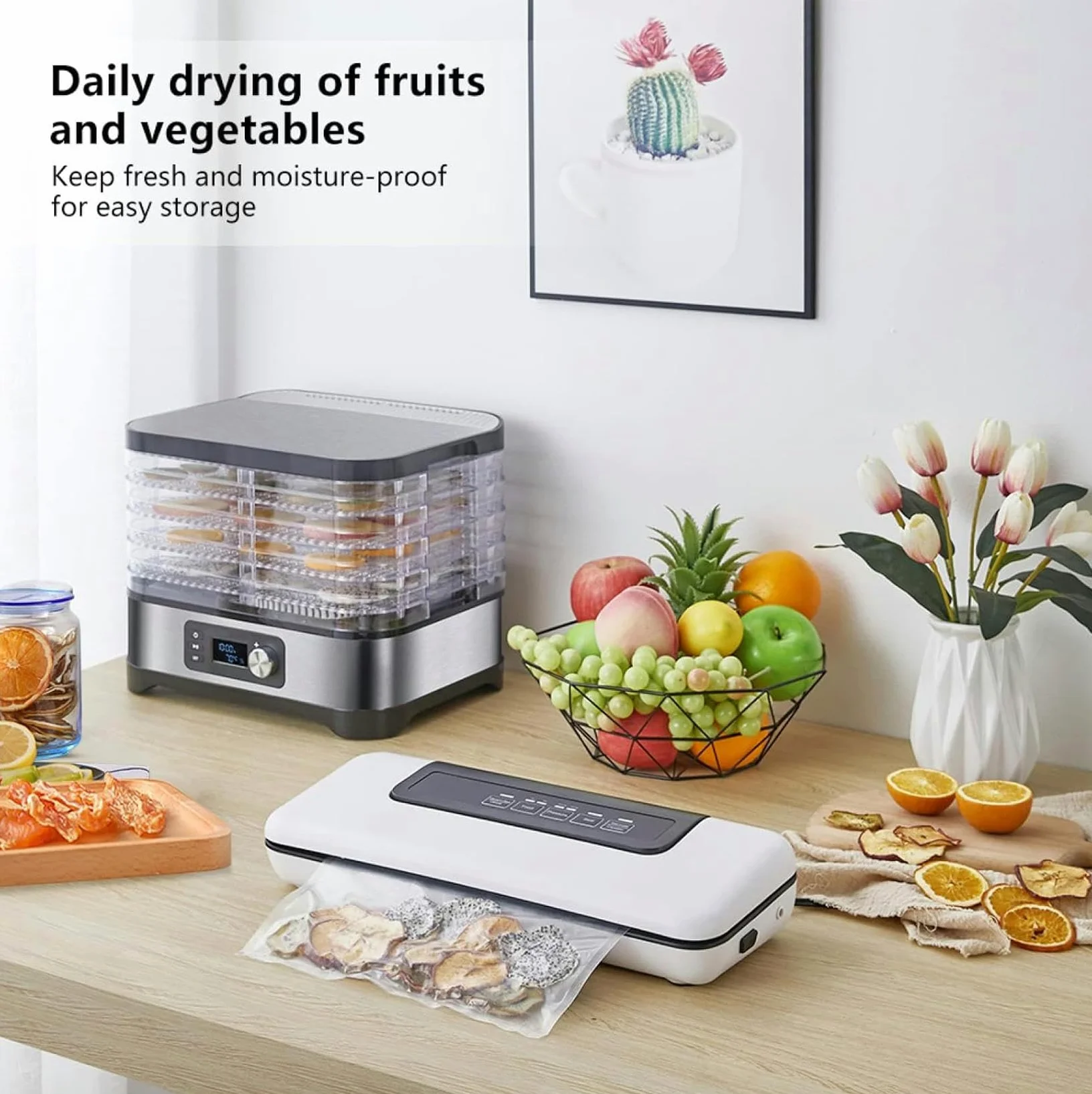 Disidratatore Alimentare Asciugatrice Alimentare Mac Frutta E Verdura Asciugale con Temperatura Regolabile per Carne Secca, Frutta, Verdura E Noci