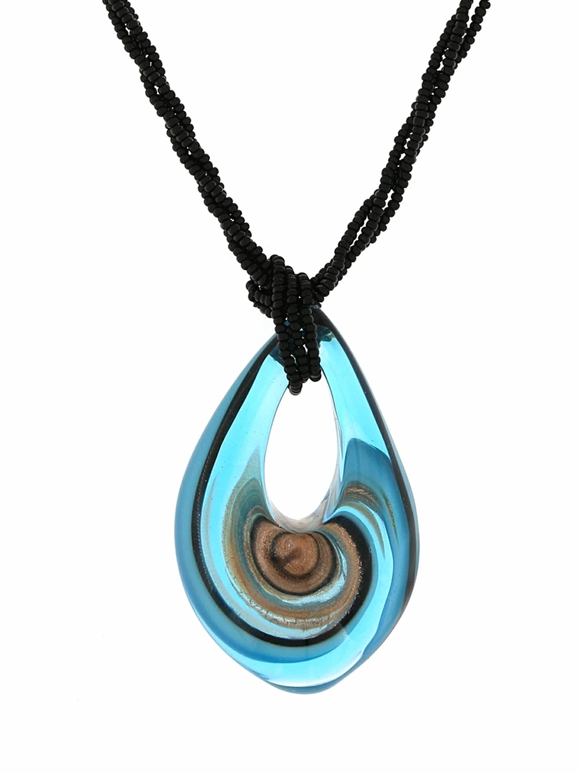Collana Multifili Donna Pendente Vetro Murano Argento 925 Gioiello Made Italy Certificato