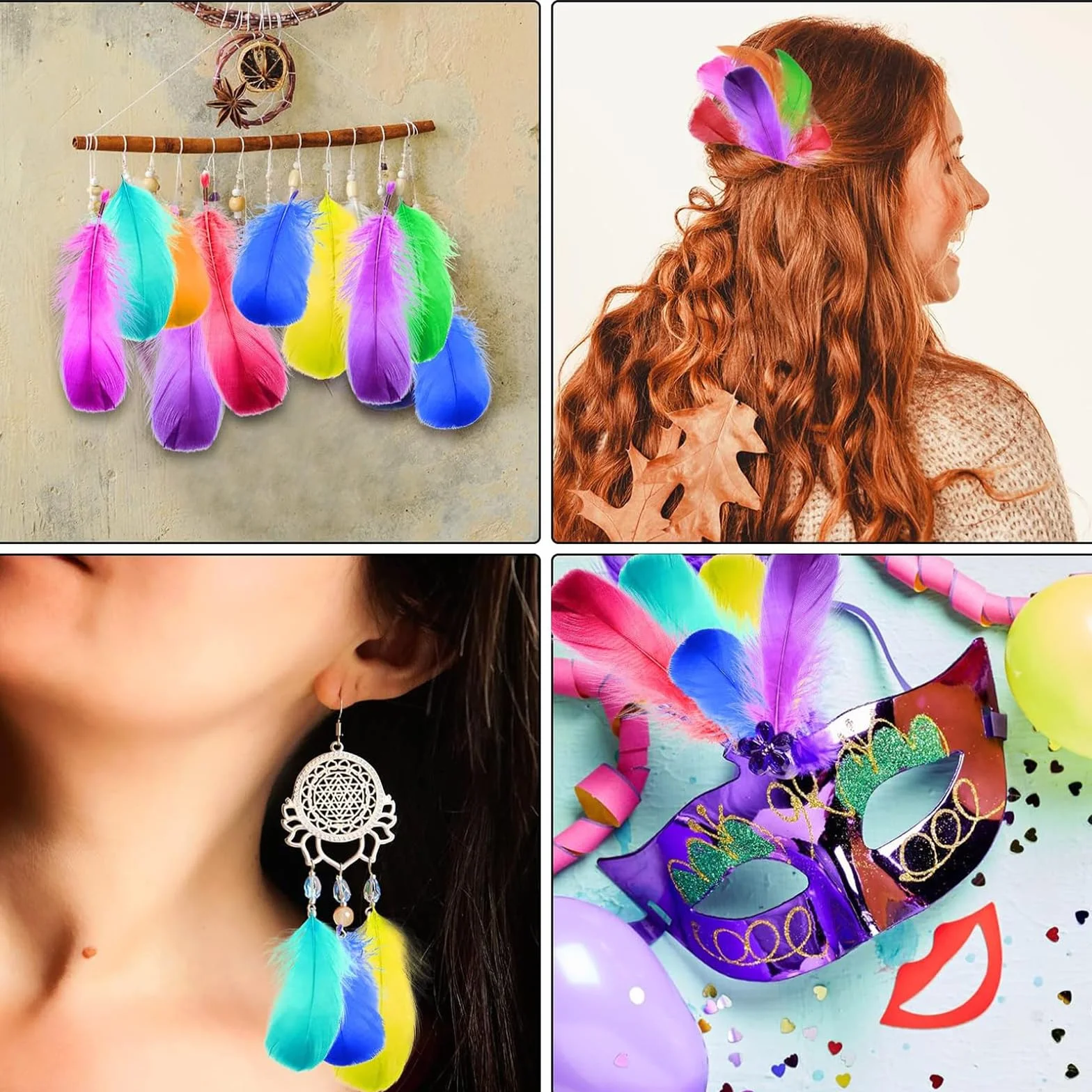 Piume Colorate Carnevale 200pcs Decorazioni Artigianali Fai-da-Te Halloween