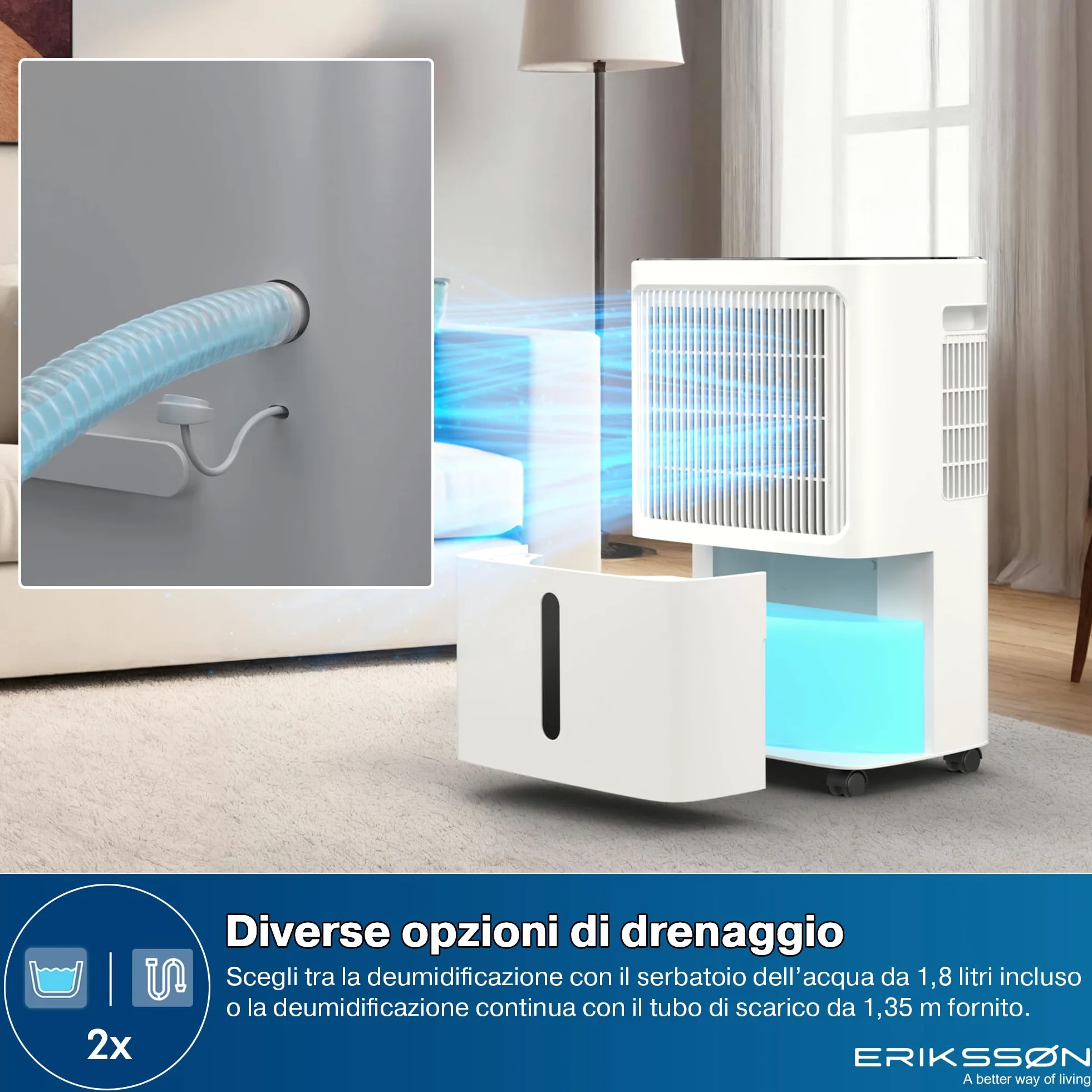 Deumidificatore con display LED, timer e blocco bambini | Rimuove 16 litri di umidità ogni 24 ore | Per stanze di circa 70 m² (140 m³) | risparmio energetico con sensore di umidità