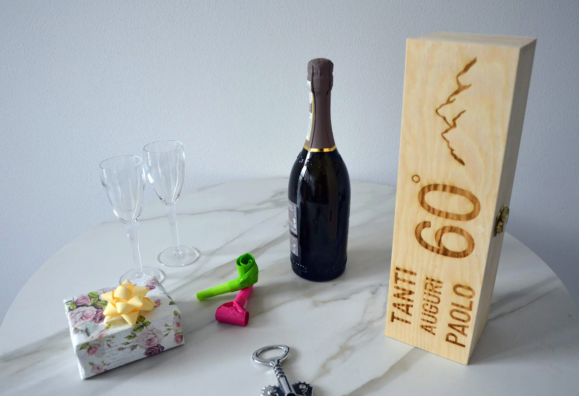 Porta Bottiglie Vino Guizzo Creart Made in Italy Scatola Legno 35.4x10.4x9.5 cm