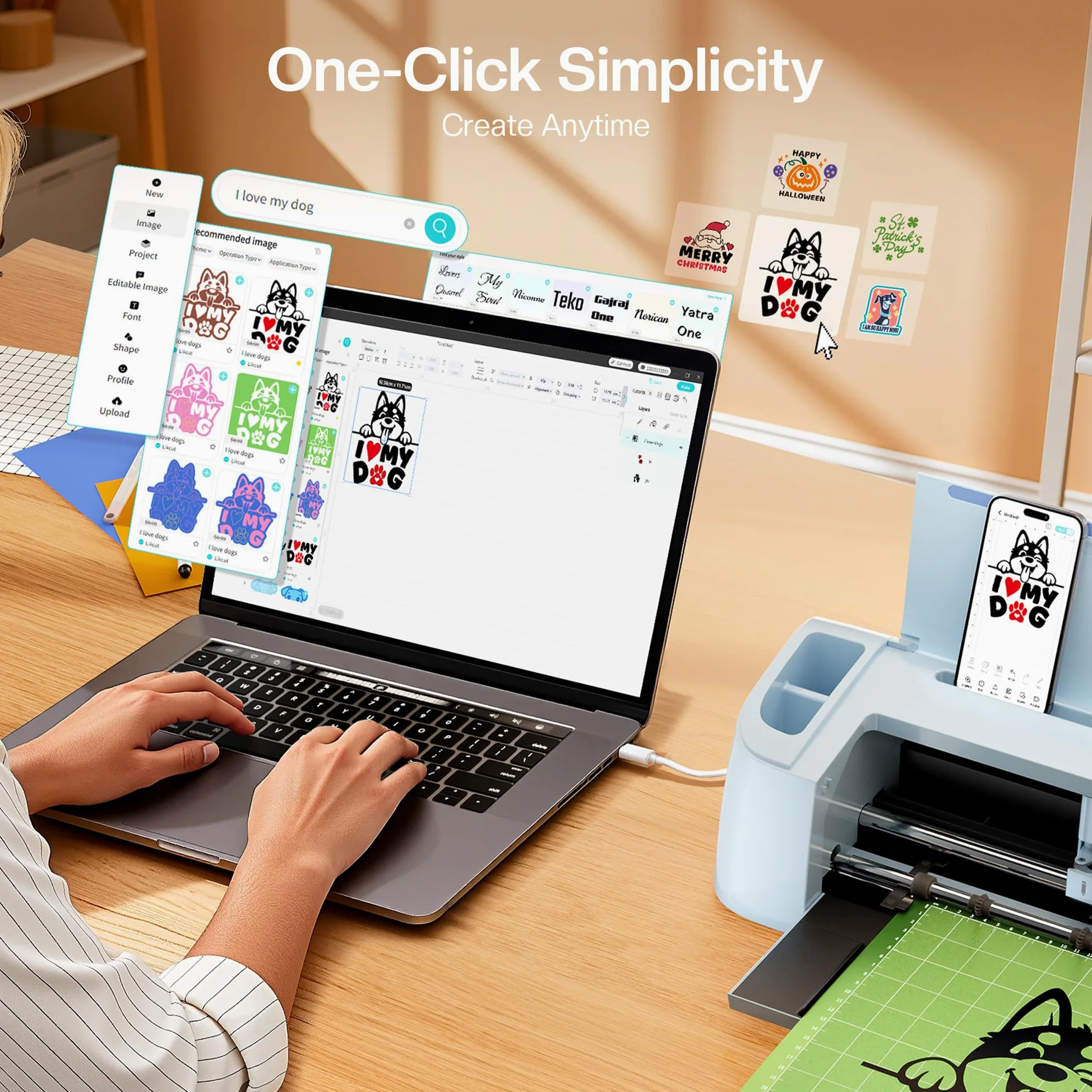 Likcut S31 Plotter da Taglio A3 con Funzione Print-Then-Cut - Adatto per Vinile, HTV e Cartoncino, Ideale per Sticker, T-shirt e Scrapbooking, Set con Materiali e Accessori, Blu