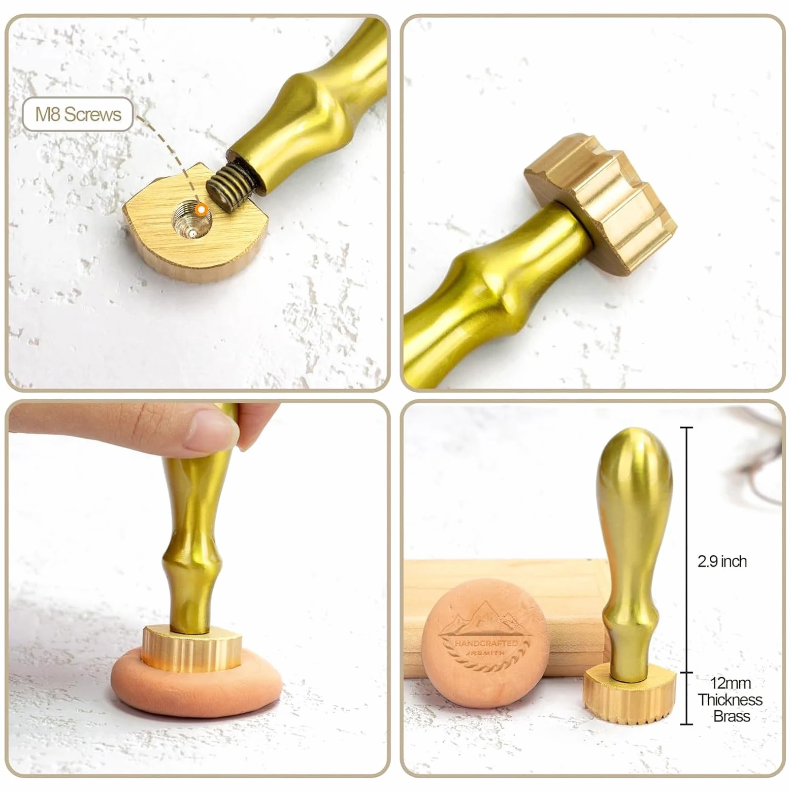 Timbri con lettere personalizzati, timbri personalizzati for sapone e ceramica con logo, timbri in argilla for la produzione di ceramiche Timbri con firma(4"x4")