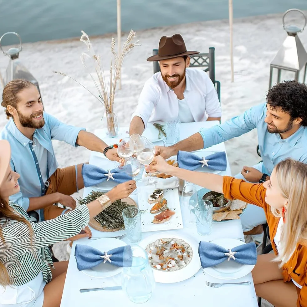 Set di 12 Portatovaglioli, Anelli per Tovaglioli con Stelle Marine Spinose per Decorazioni da Tavola, Porta Tovaglioli con Stelle Marine per Decorazioni da Collezione