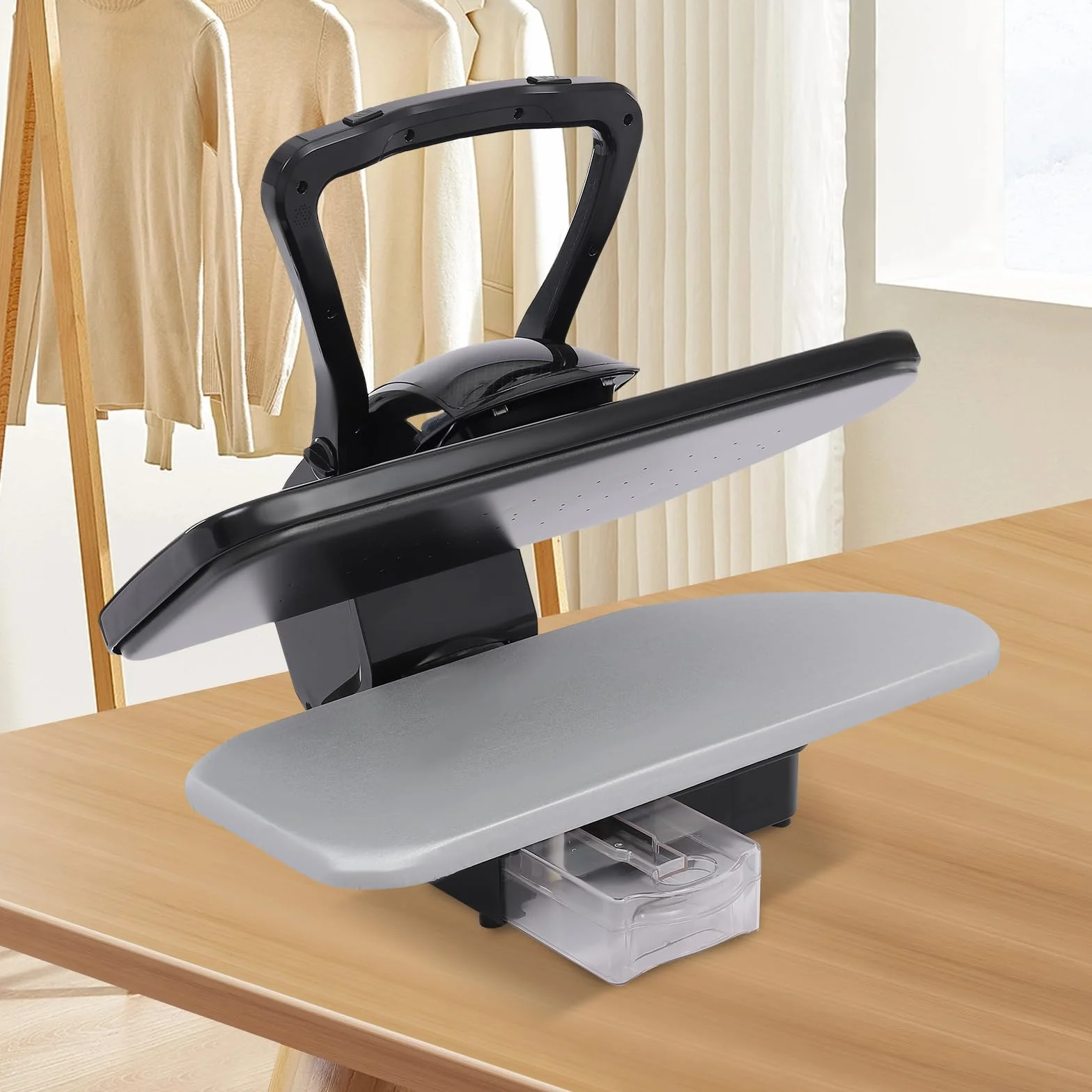 Pressa per ferro da stiro a vapore, con touch screen, per la casa, con capacità di 2200 W, 1 l, serbatoio per acqua in nylon, seta, cotone, lino (nero)