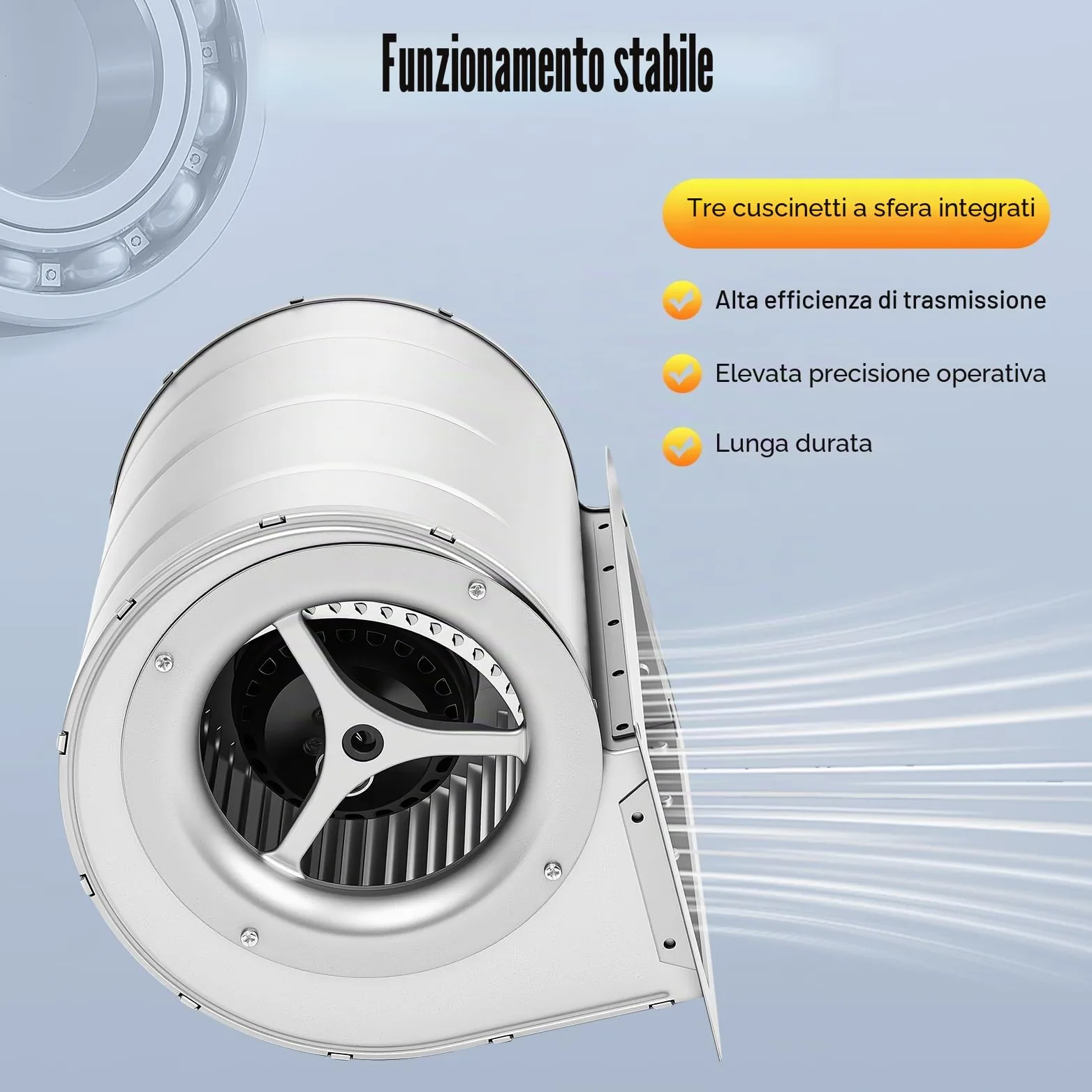 Ventilatore Centrifugo φ146mm 220V, Doppio Ingresso 840m3/h, Ventilatore Radiale 150W, 1300giri/min Aspiratore Industriale per Camino, 60 dB Ventilazione Raffreddamento