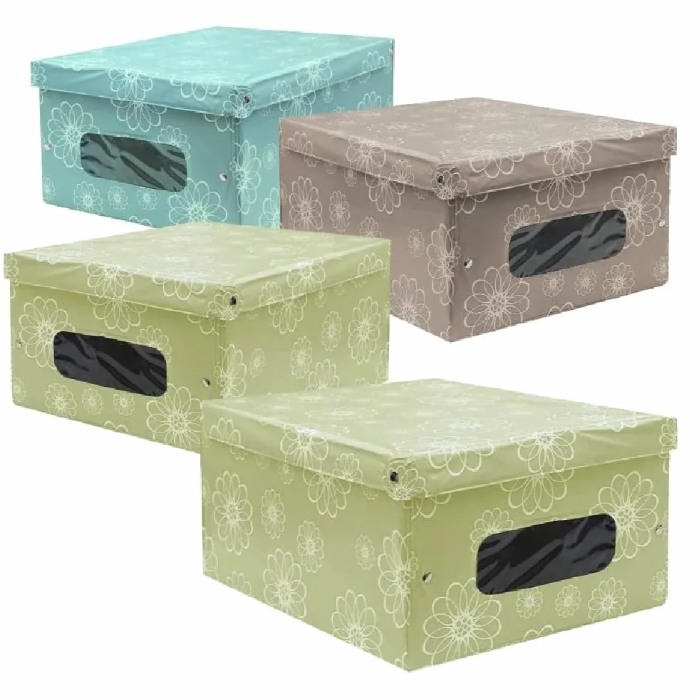 PraTiKo Life Set 4 Scatole Box Armadio PVC 50x40 h.25 cm Colori Assortiti