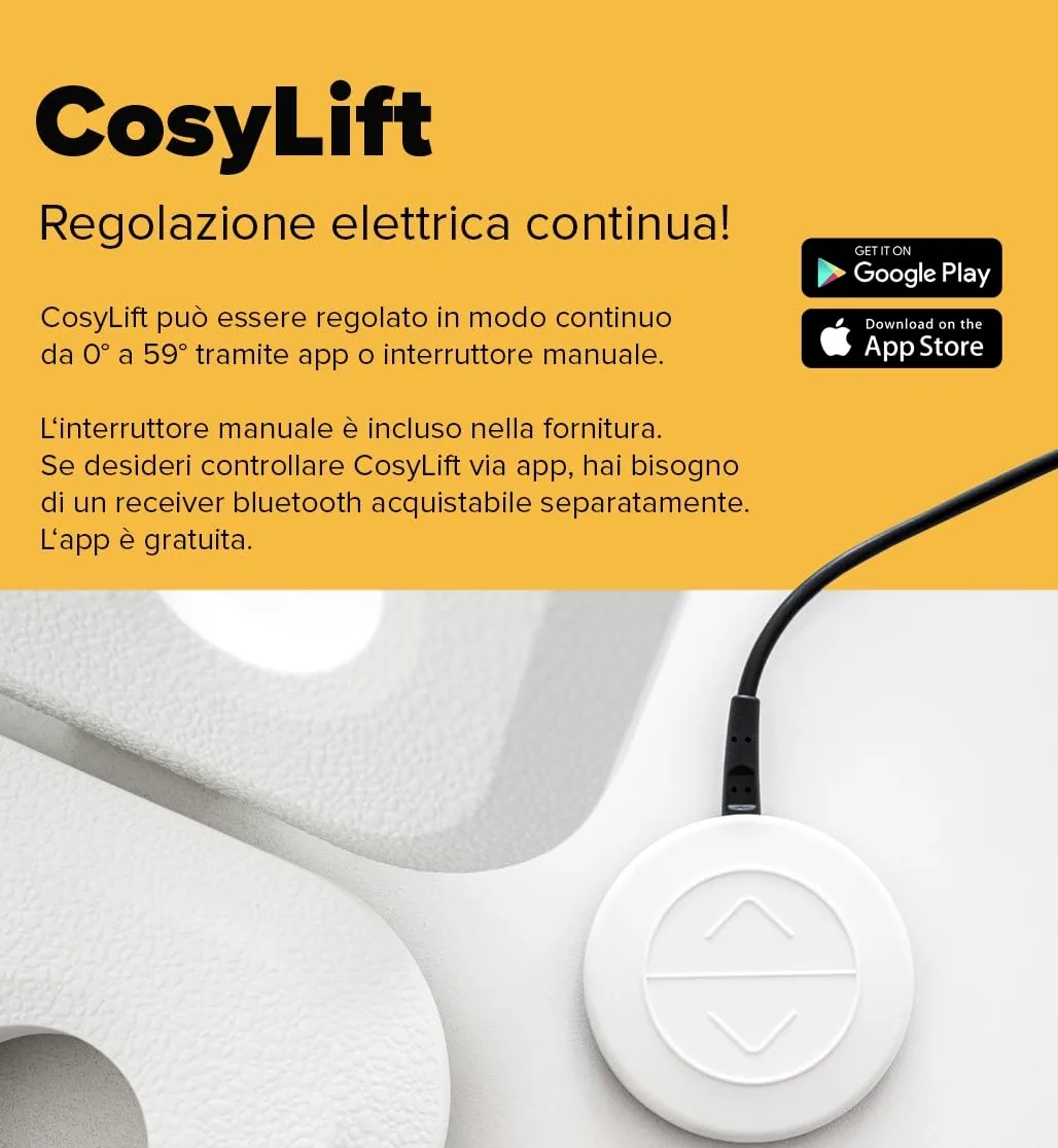 CosyLift rete a doghe Add On – trasforma ogni letto in regolabile elettrico – Meccanismo di sollevamento per materassi, reti e letti a molle – incluso interruttore manuale