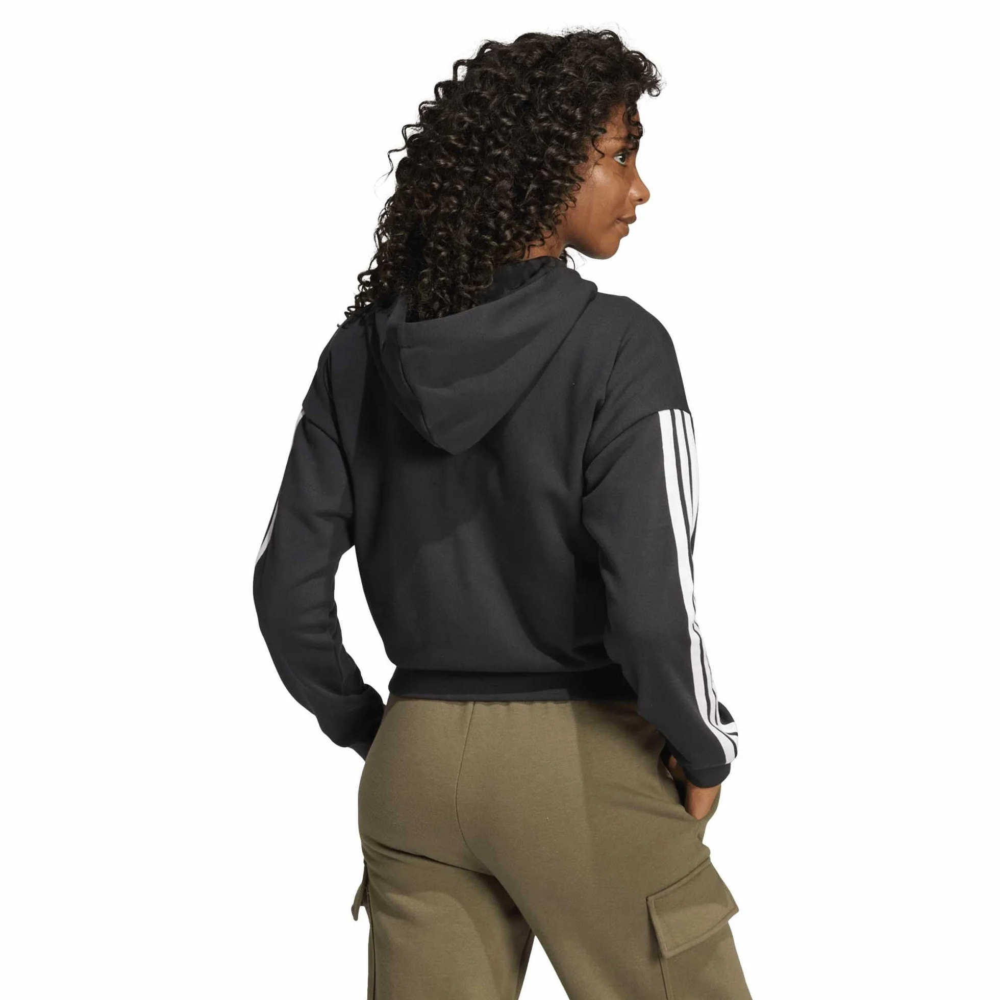 adidas Women Felpa con Cappuccio Essentials 3-Stripes French Terry Full-Zip