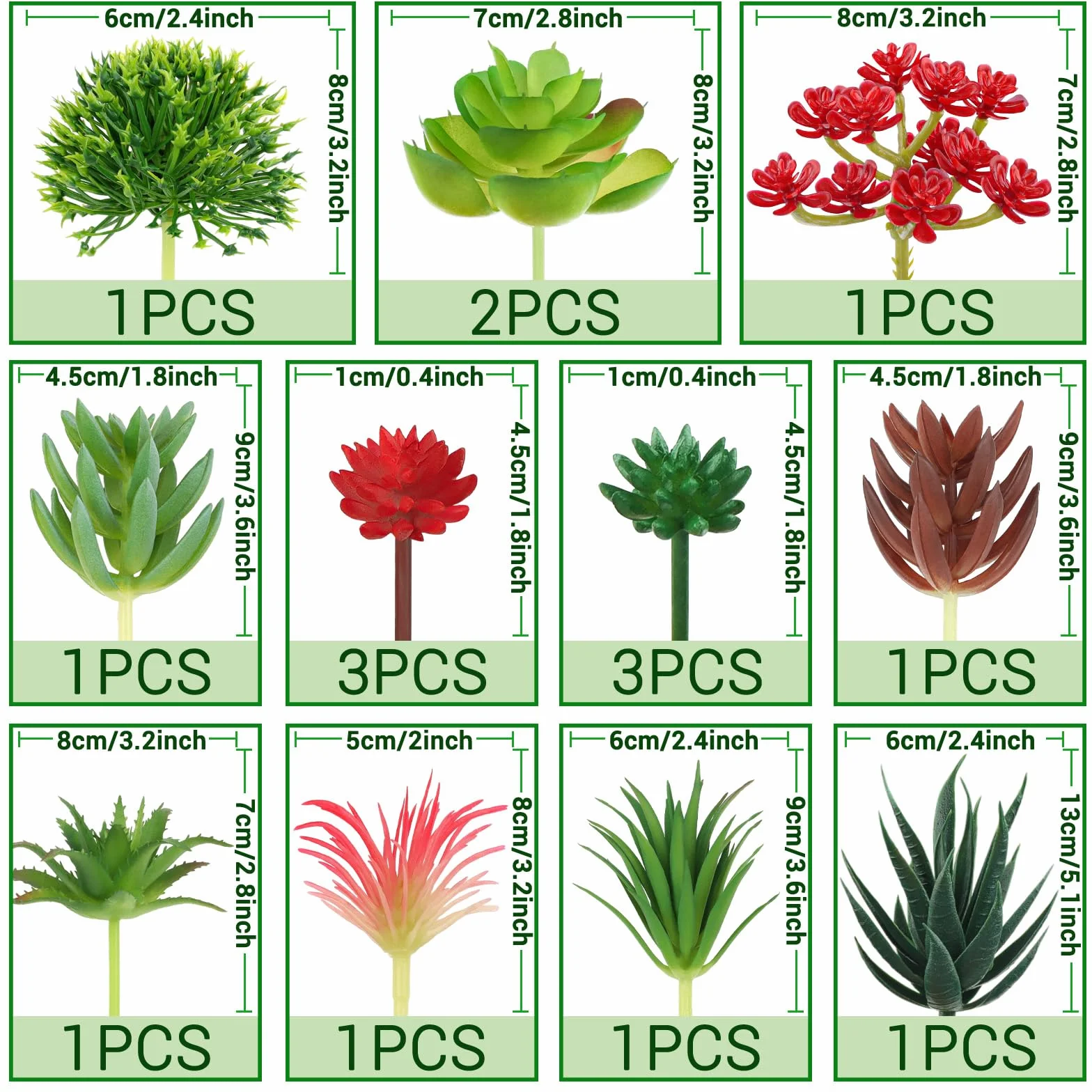 QUOZUO Pianta Finta 16pcs Finte Succulente Piante Grasse Artificiali per Decorazioni Casa