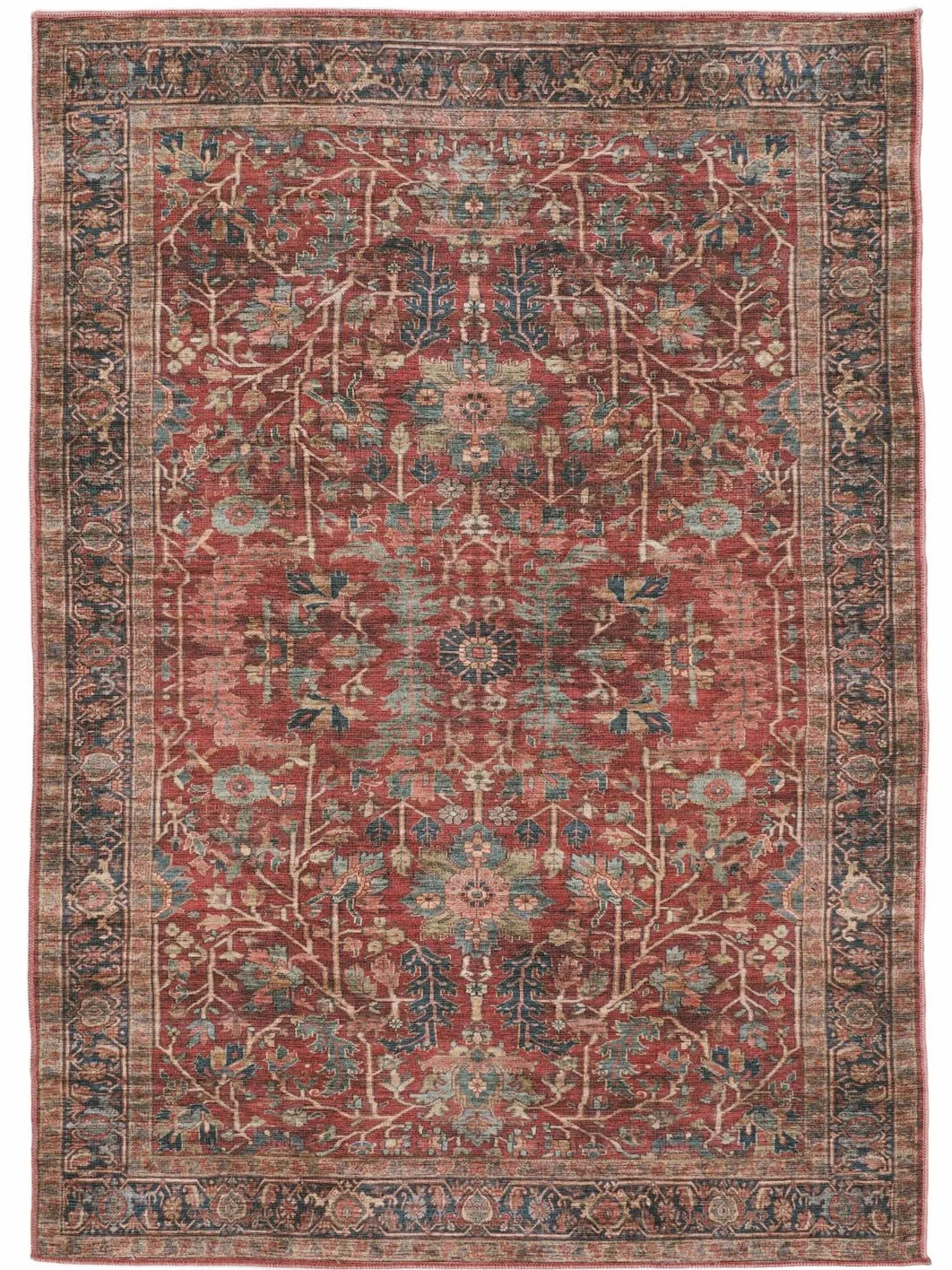 RugVista Khalifa Oriental, Tappeto, Orientali, 160 x 230 cm, Rettangolare, Pelo corto, Soggiorno, Camera da letto, Cucina, Lavabile in lavatrice, Rosso