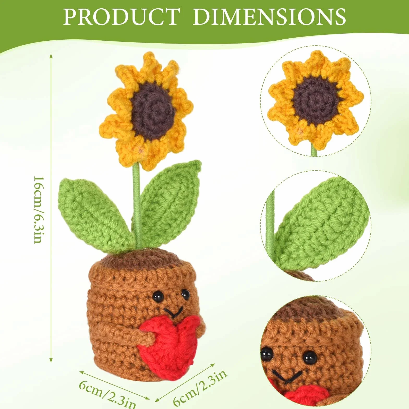 Pocket Hug Girasole positivo, Abbraccio Tascabile Girasole Piccoli Regali, bambola creativa in lana lavorata a maglia, Decorazioni da Scrivania per Casa e Ufficio, regalo di buon miglioramento