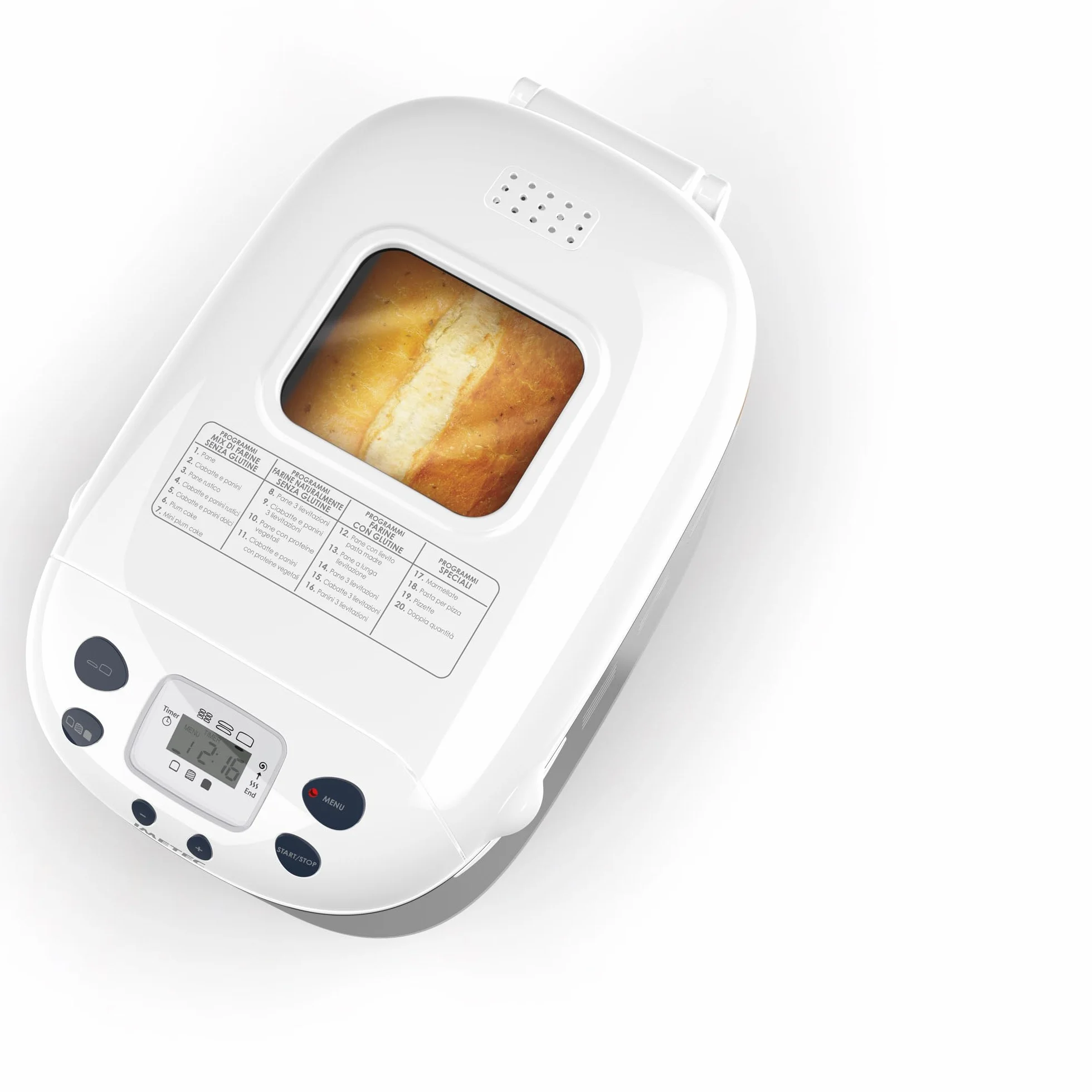 Imetec Zero-Glu Pro, Macchina per Pane, Ciabatte e Panini senza Glutine per Celiaci, Pasta Pizza, Dolci, Marmellate, 20 Programmi, 2 Pale Impastatrici, Temperatura Levitazione Controllata, Ricettario