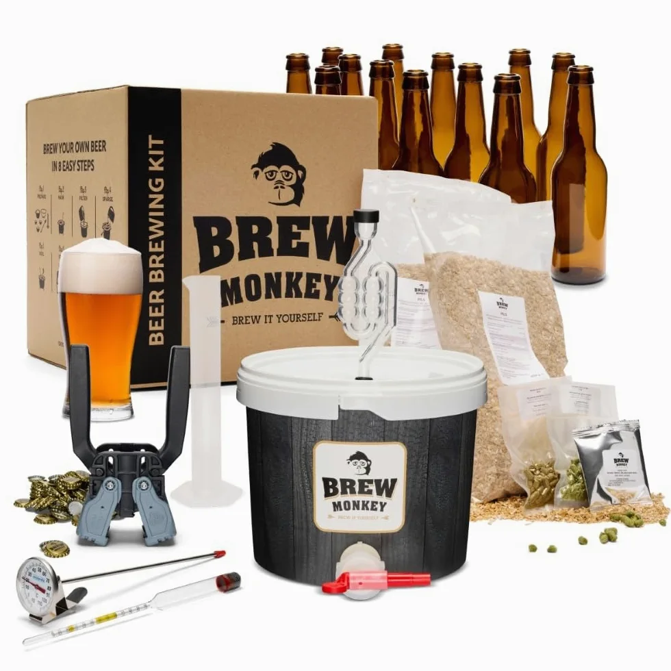 Brew Monkey® Kit per Fare La Birra IPA | Kit Luxe 5 L | 5,7% Vol. | Kit per La Produzione di Birra A Casa | Idee Regalo Uomo | Kit Birra | Regali Uomo Originali | Regalo Uomo Natale