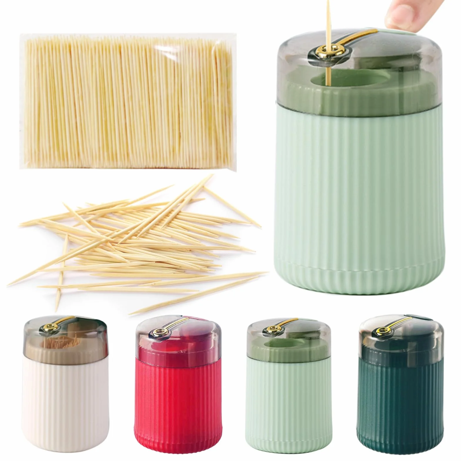 Porta Stuzzicadenti Automatico Pop-Up 4 Pezzi per Cucina Ristorante