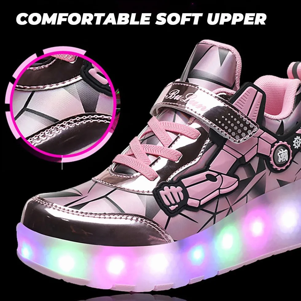 ENEN Scarpe con Ruote 2 Rotelle Pattini 2 in 1 Multifunzionali per Bambini Ragazze Adulti 27-43 EU