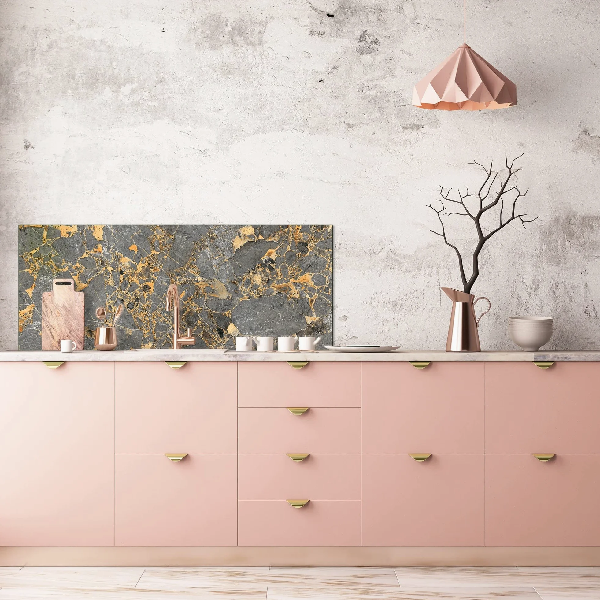 Concept Crystal Pannello Cucina Moderno in Vetro - Schienale per pareti di Grande Formato BBS17: Marmi 2 Serie