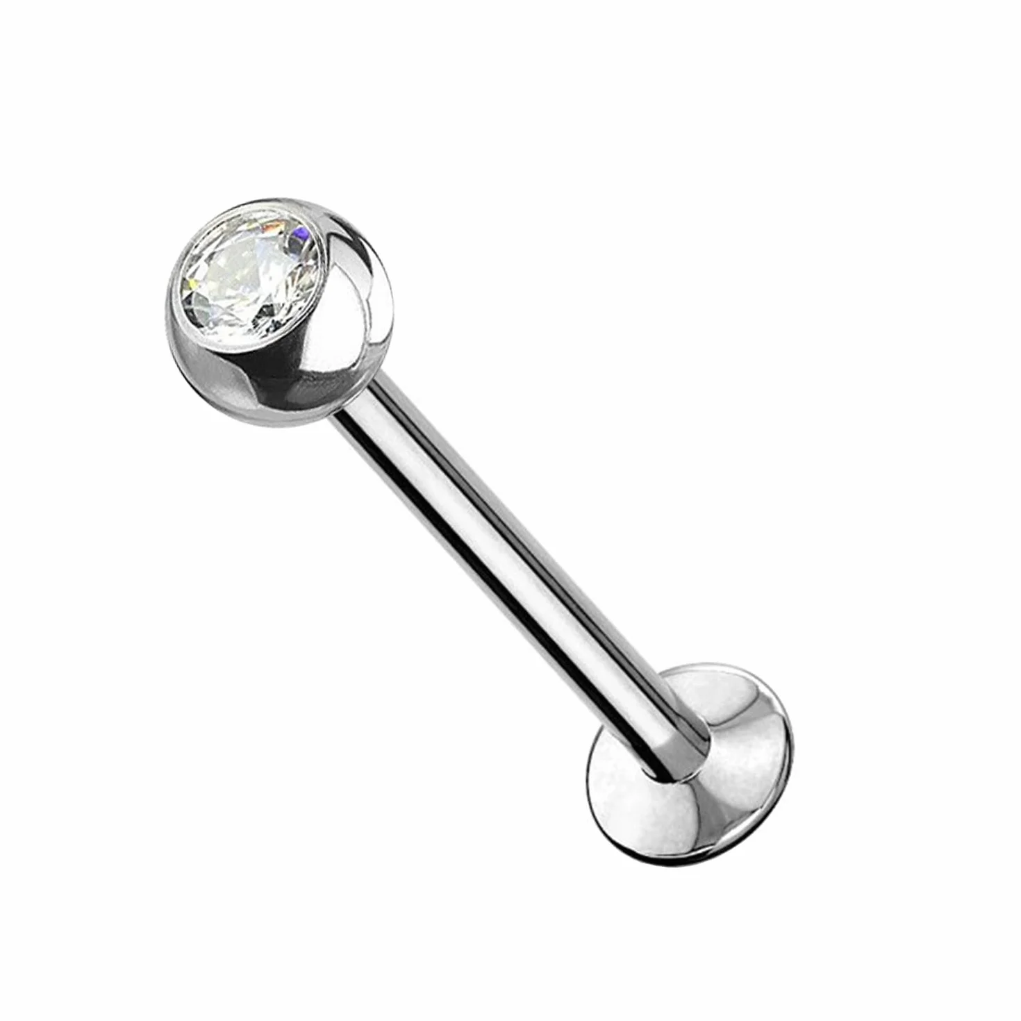 WARRIOR Piercing Labret Tragus Helix Stud Sterile Acciaio Chirurgico 316L Titanio Sfera Cristallo 3mm