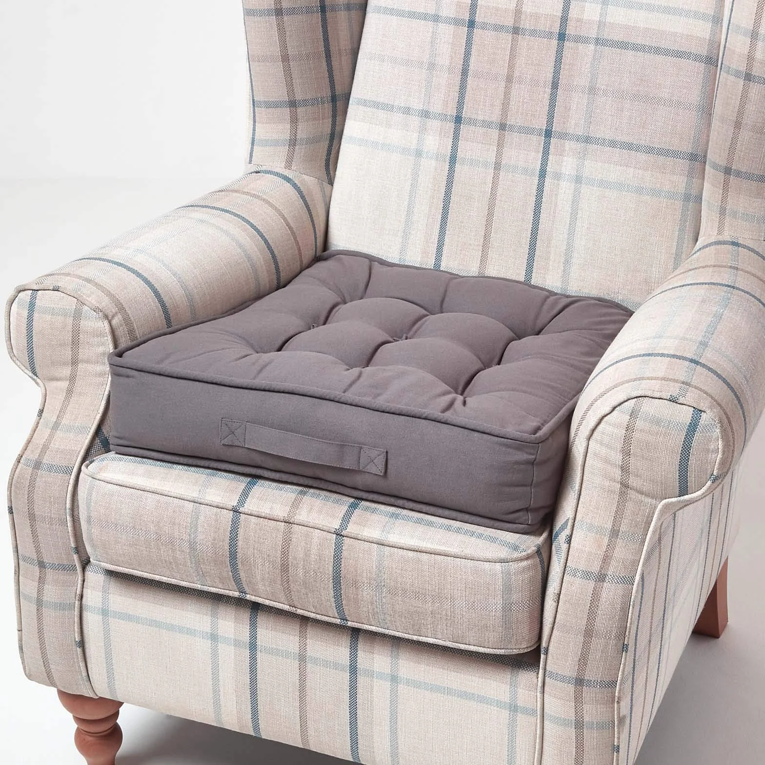 HOMESCAPES Cuscino per seduta rialzata in cotone quadrato 50 x 50 cm grigio ardesia