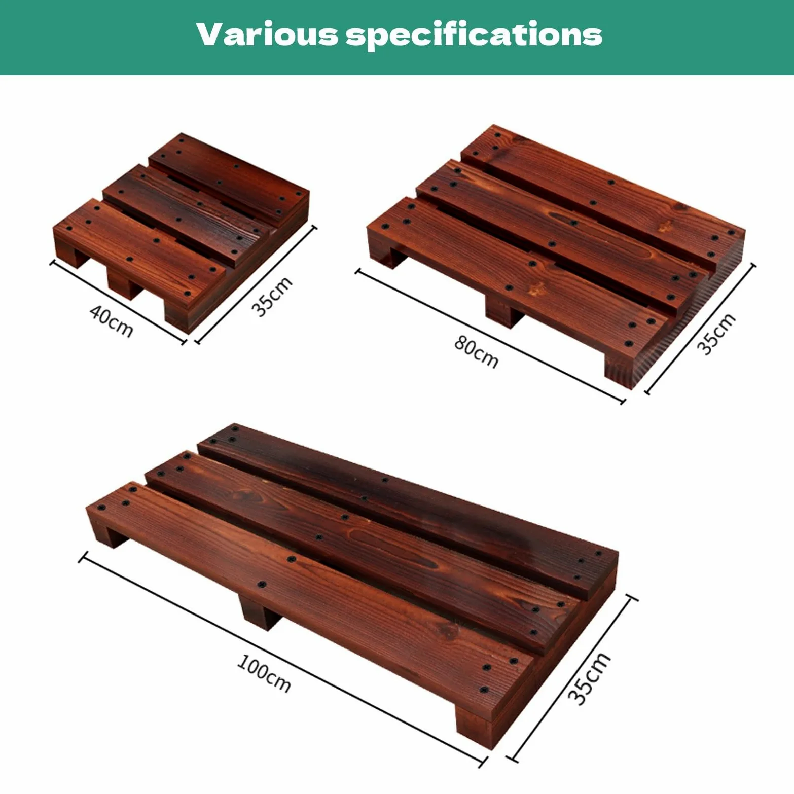 Sgabello in Legno con pedana Bassa in Legno carbonizzato, Sgabello a Un Gradino per Comodino, Bagno, Cucina, Giardino (Non Richiede Montaggio)(80x35x10cm)