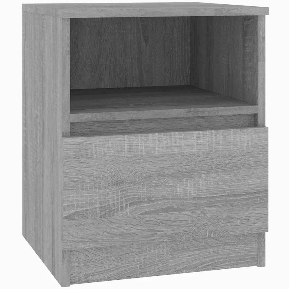 Comodini 2 Pezzi Sonoma Grigio 40x40x50cm Legno Ingegneria | Con cassetto e vano, portaoggetti multiuso, fissaggio a parete incluso, manuale di montaggio