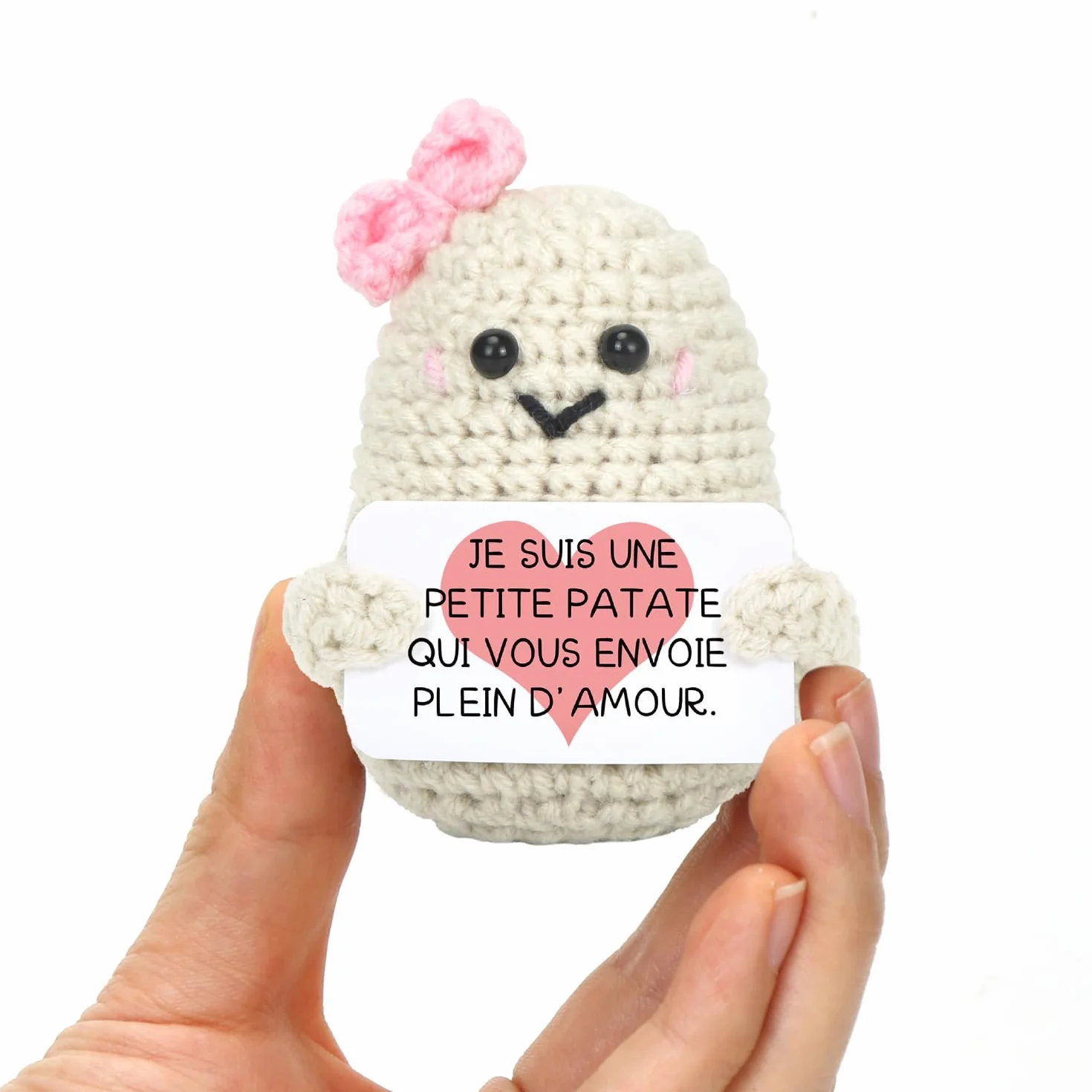 Aurasky Patata positiva Francese, Patata positiva, Abbraccio Tascabile, Bambola Patata di Lana a Maglia Creativa Borsa portaoggetti a Colori