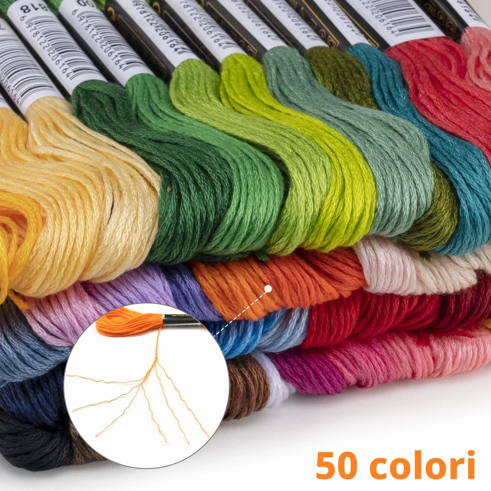 Filo da Ricamo 50 Colori Punto Croce Kit Multicolore per Braccialetti Treccine Capelli
