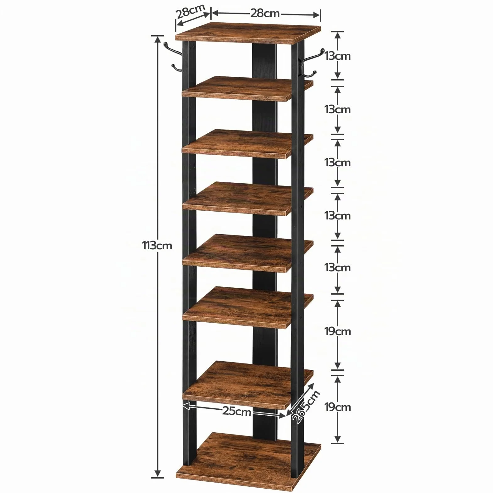 HOOBRO Scarpiera a 8 Livelli, Scaffale Portascarpe Stretta con 2 Ganci, fino a 10 paia, per Ingresso