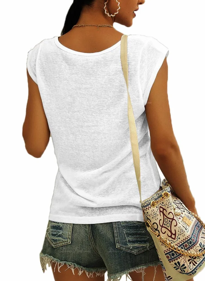 GeGekoko T-Shirt Donna Manica Corta Scollo V Casual Estate Canotta Allentata